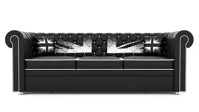 Chesterfield Sofa with Flag Motif 3D model