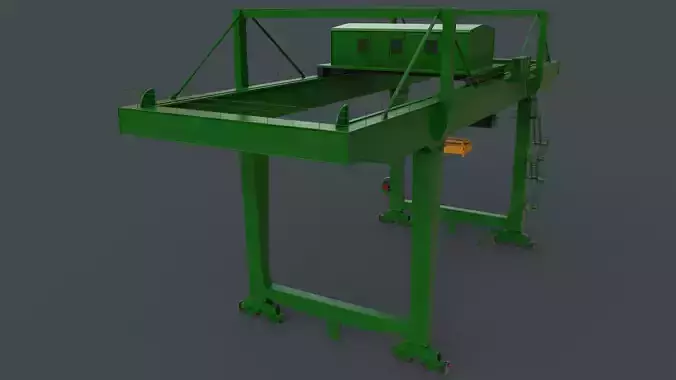 PBR Rail Mounted Gantry Crane RMG V2 - Green Low-poly 3D model