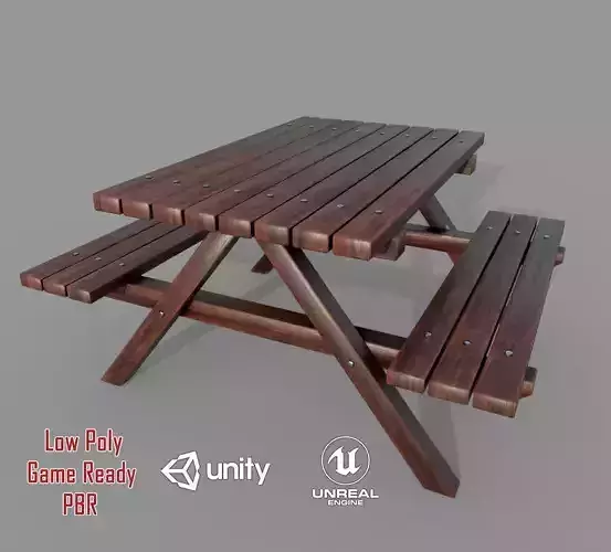 Wooden Picnic Table PBR - 3