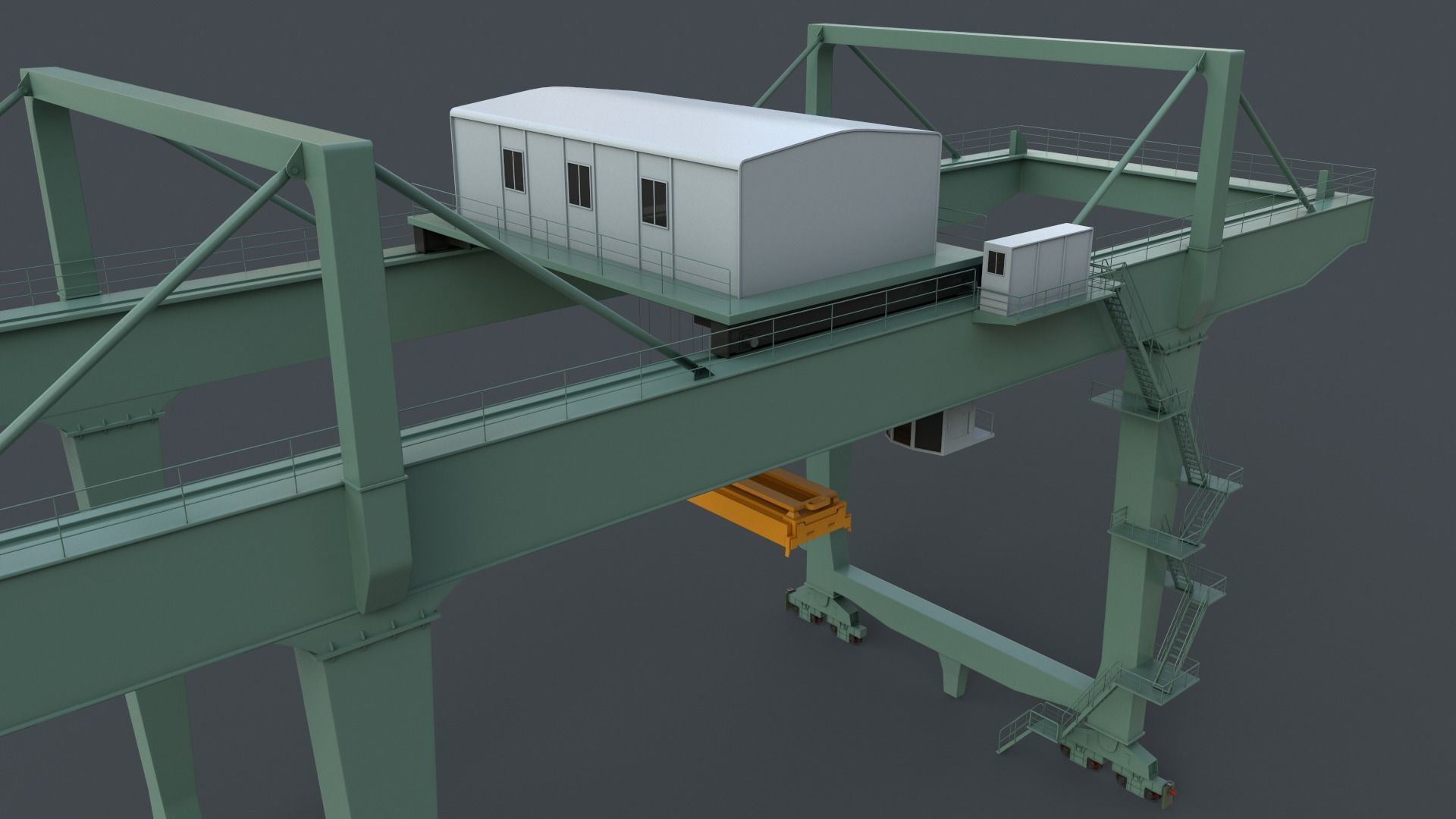 PBR Rail Mounted Gantry Crane RMG V2 - Green Light Low-poly 3D model_8