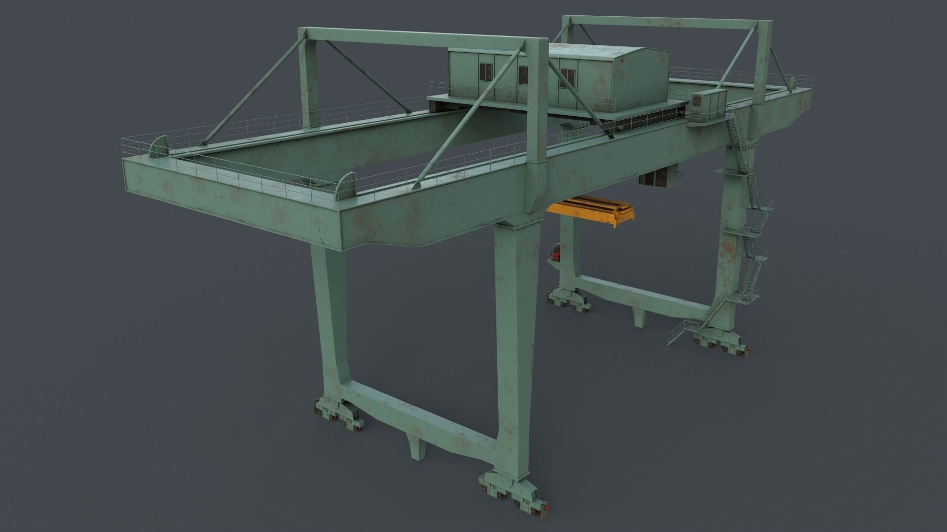 PBR Rail Mounted Gantry Crane RMG V2 - Green Light Low-poly 3D model_4