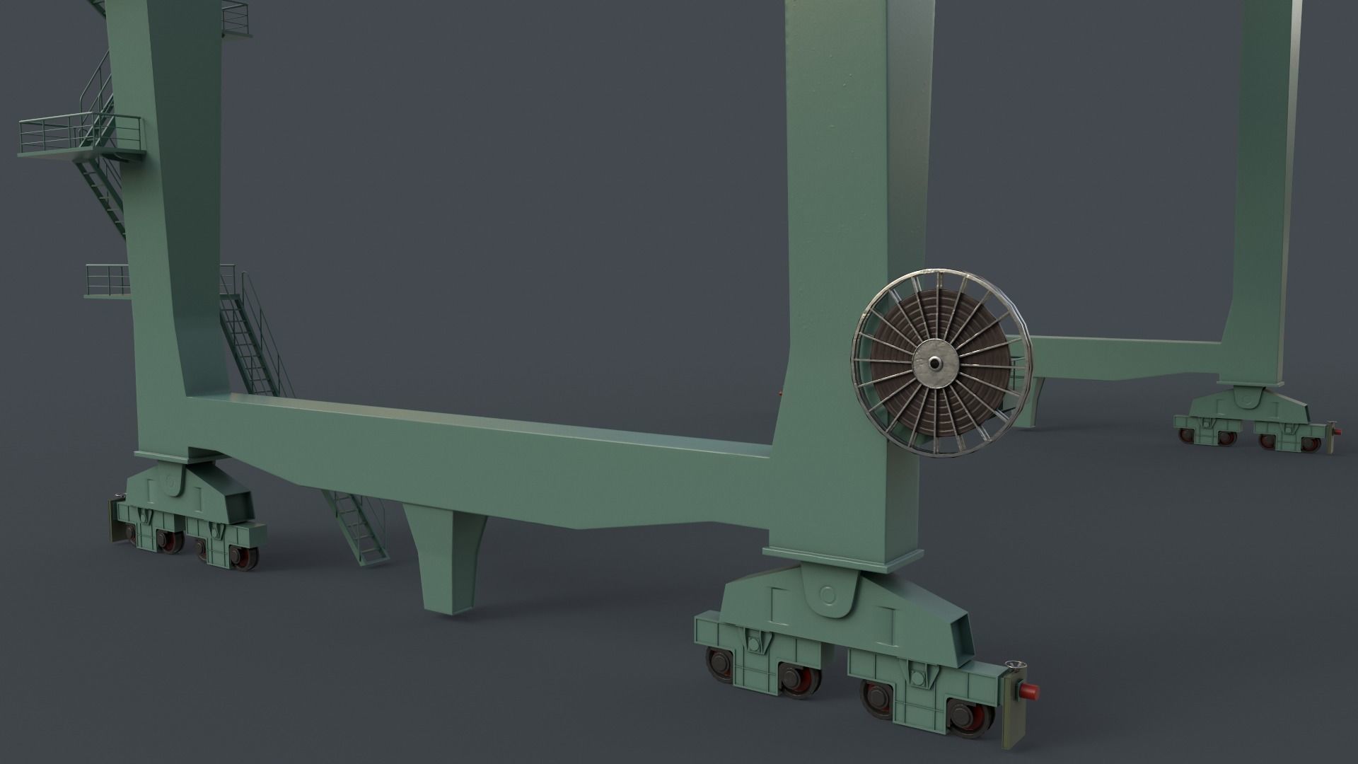 PBR Rail Mounted Gantry Crane RMG V2 - Green Light Low-poly 3D model_20
