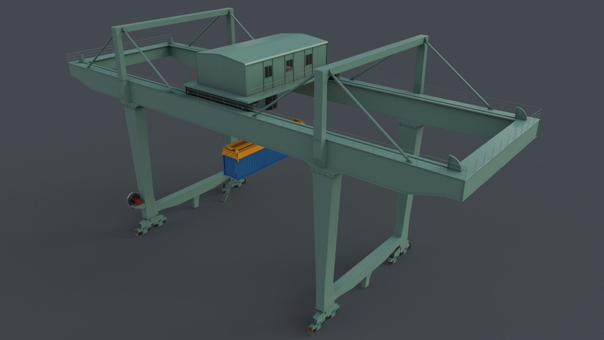 PBR Rail Mounted Gantry Crane RMG V2 - Green Light Low-poly 3D model_18