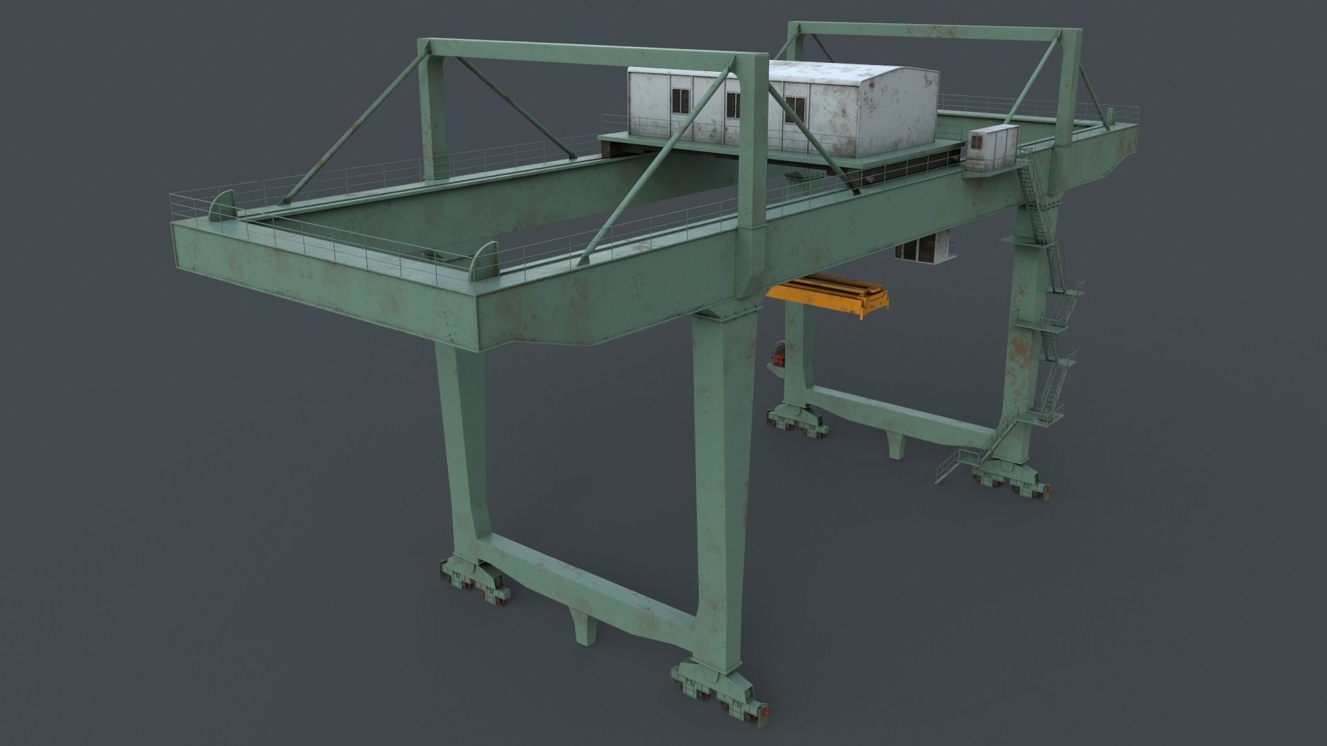 PBR Rail Mounted Gantry Crane RMG V2 - Green Light Low-poly 3D model_5