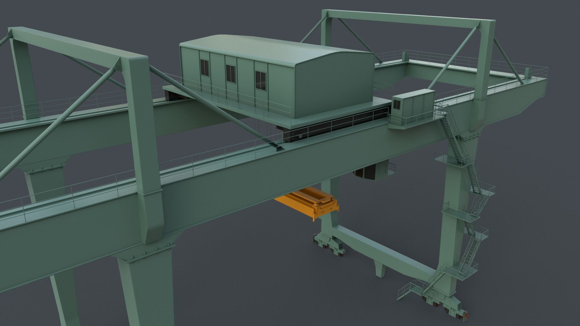 PBR Rail Mounted Gantry Crane RMG V2 - Green Light Low-poly 3D model_7