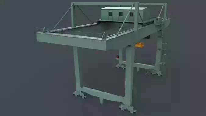 PBR Rail Mounted Gantry Crane RMG V2 - Green Light Low-poly 3D model