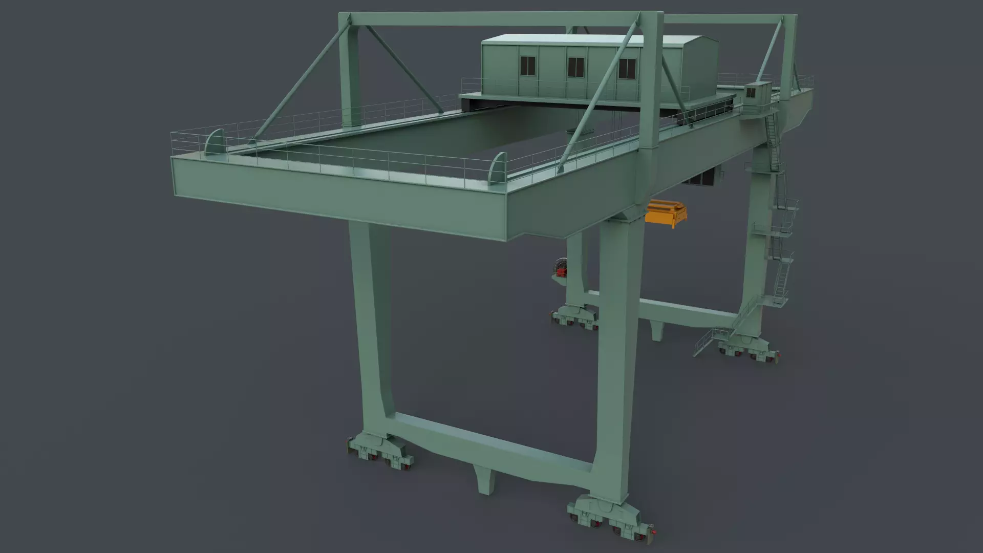 PBR Rail Mounted Gantry Crane RMG V2 - Green Light Low-poly 3D model_0