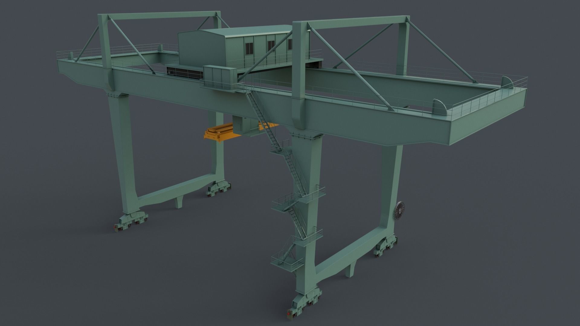 PBR Rail Mounted Gantry Crane RMG V2 - Green Light Low-poly 3D model_11