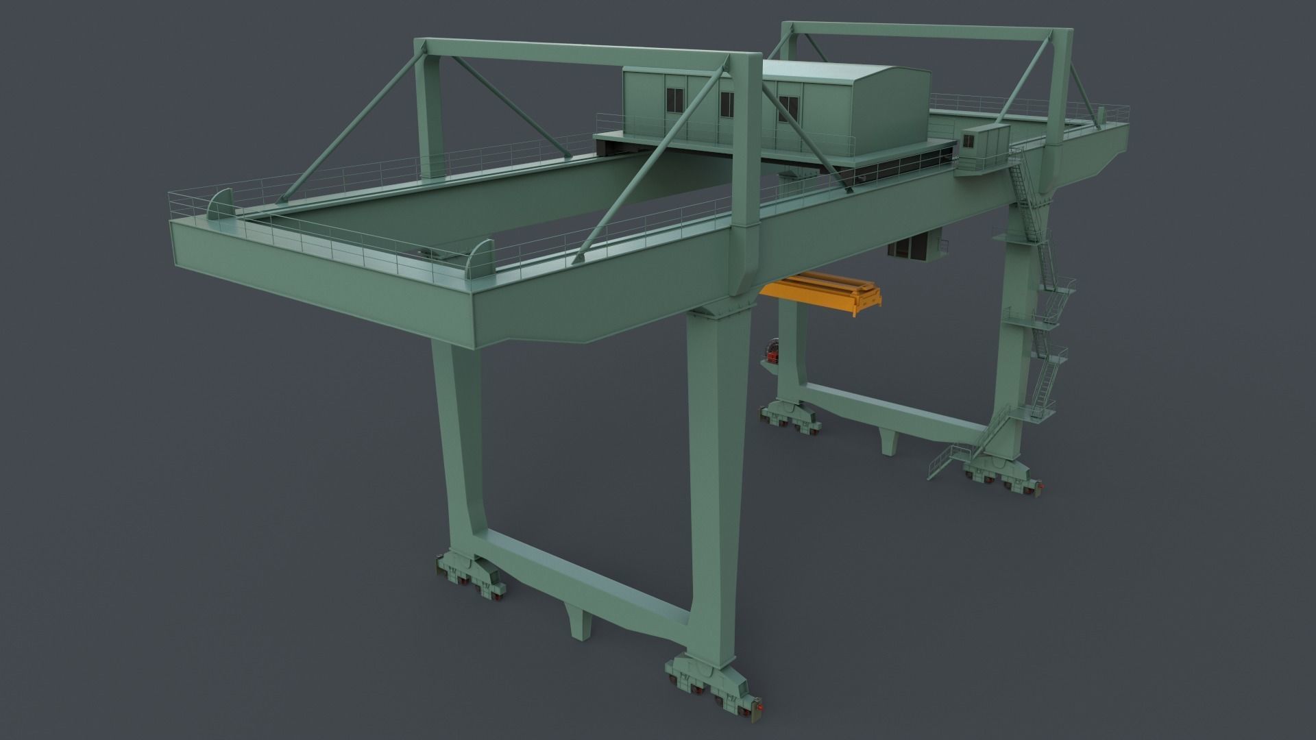 PBR Rail Mounted Gantry Crane RMG V2 - Green Light Low-poly 3D model_2