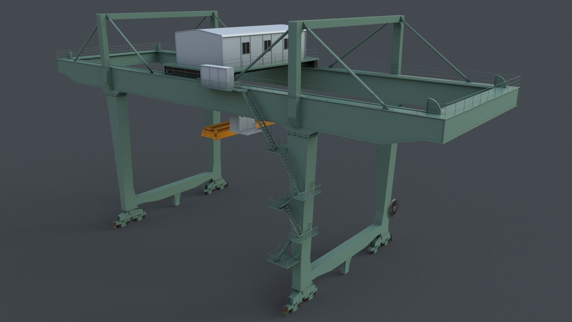 PBR Rail Mounted Gantry Crane RMG V2 - Green Light Low-poly 3D model_12