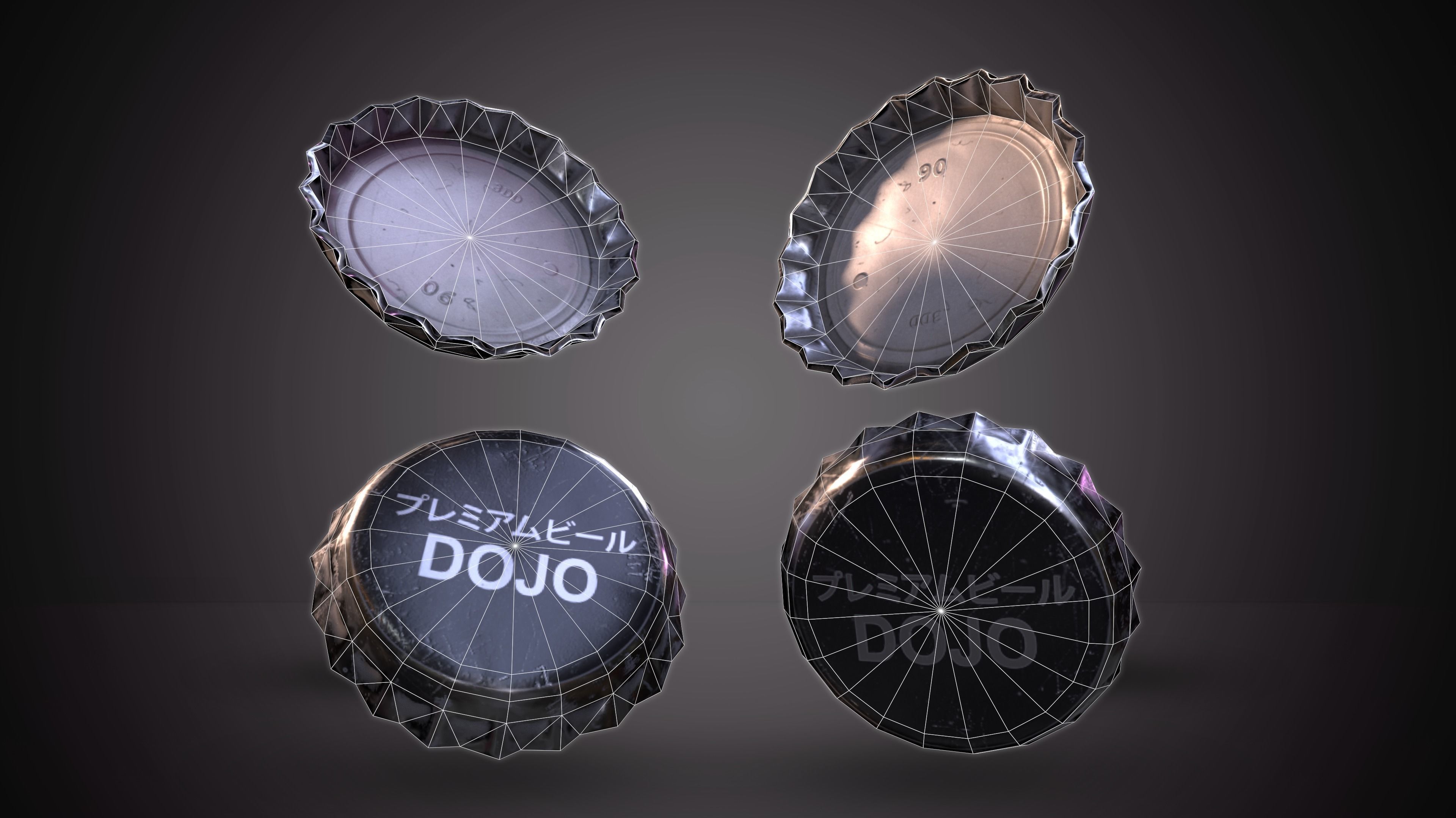 Beer Bottle and Cap Set - PBR Game Ready -  Low-poly 3D model_5