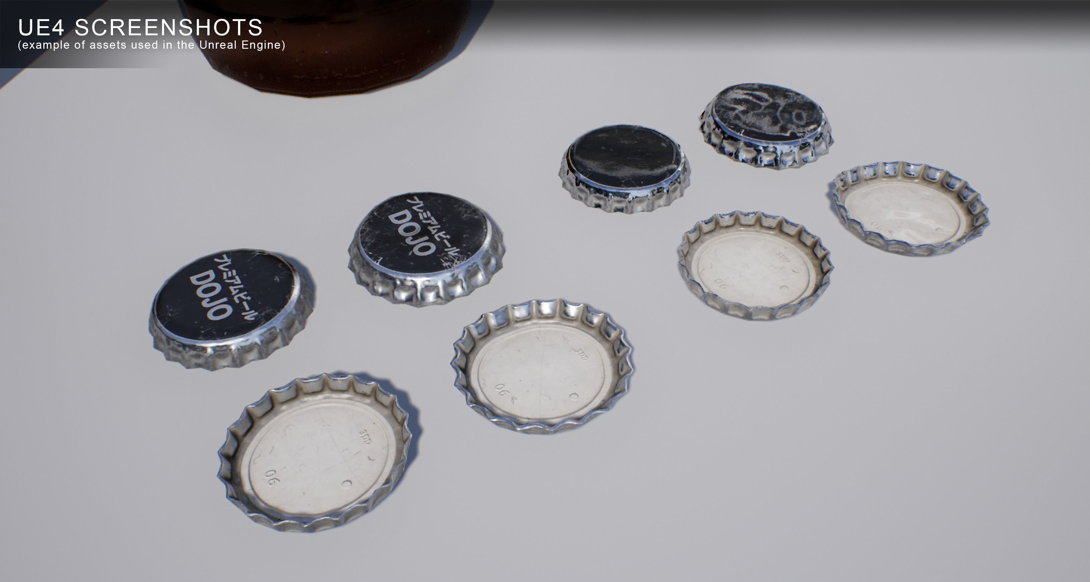Beer Bottle and Cap Set - PBR Game Ready -  Low-poly 3D model_8