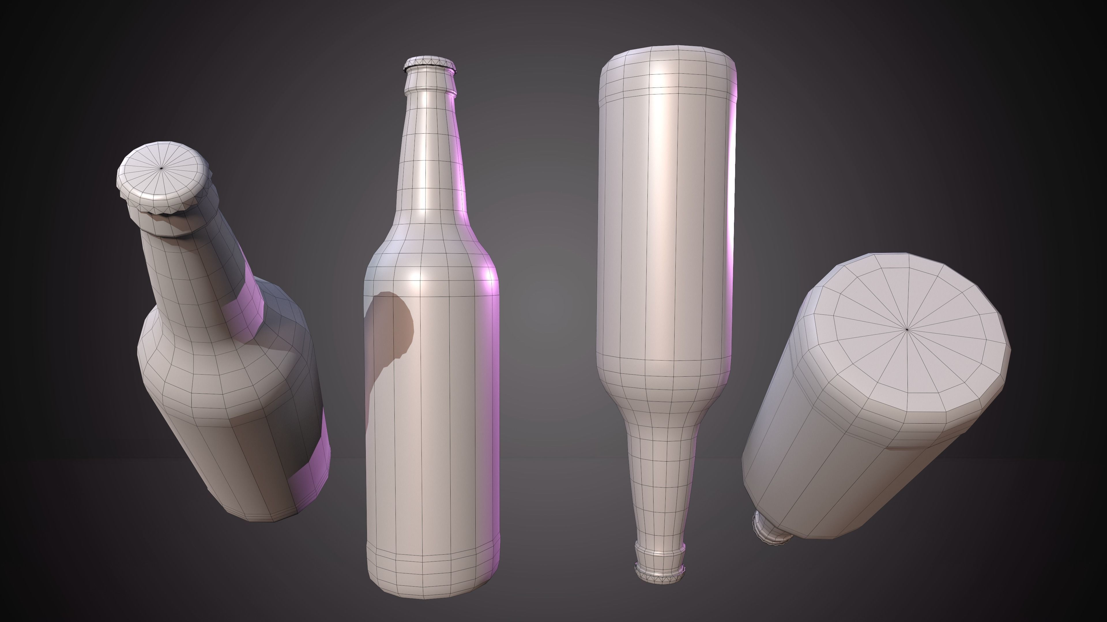 Beer Bottle and Cap Set - PBR Game Ready -  Low-poly 3D model_7