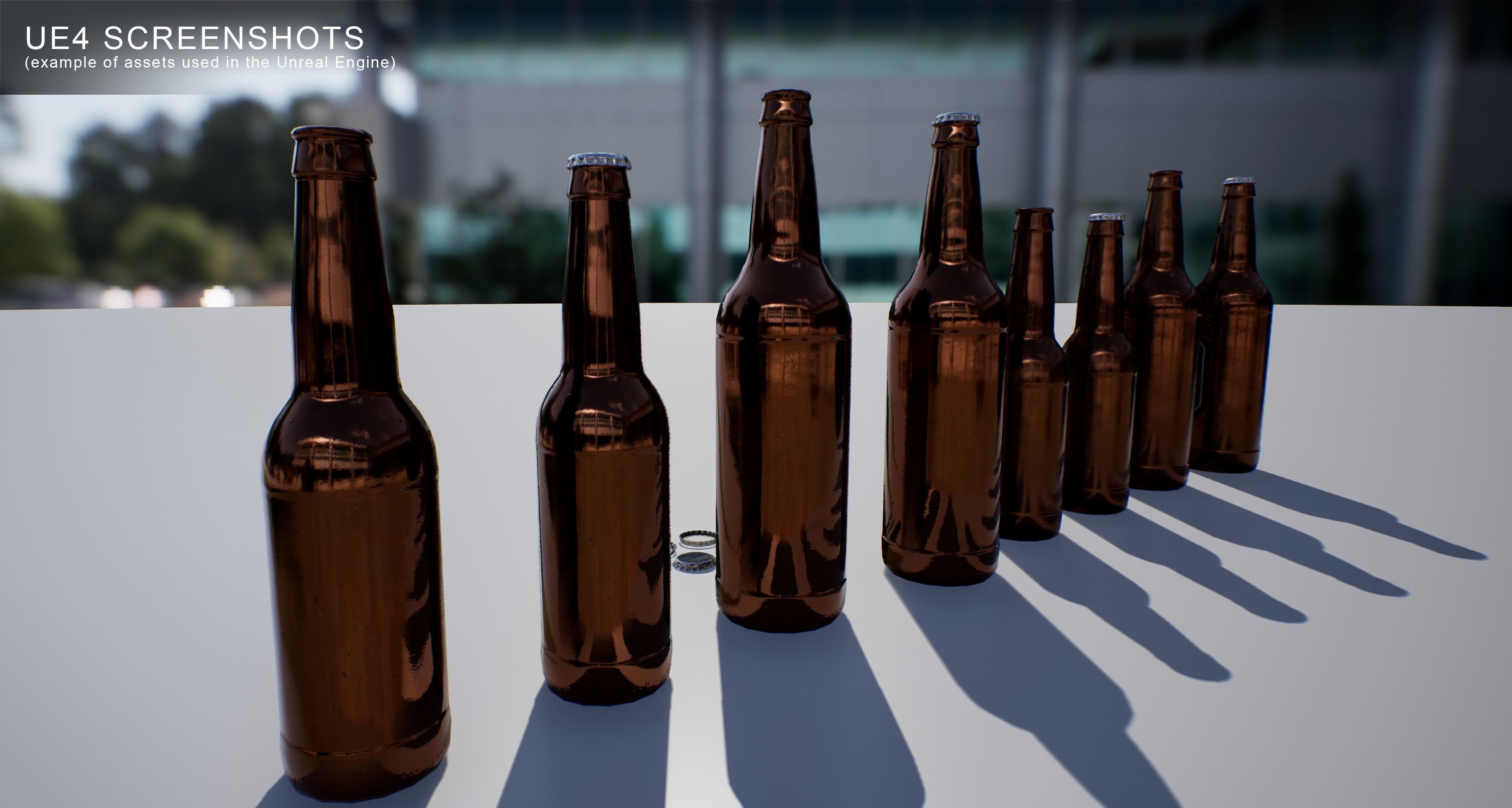 Beer Bottle and Cap Set - PBR Game Ready -  Low-poly 3D model_9