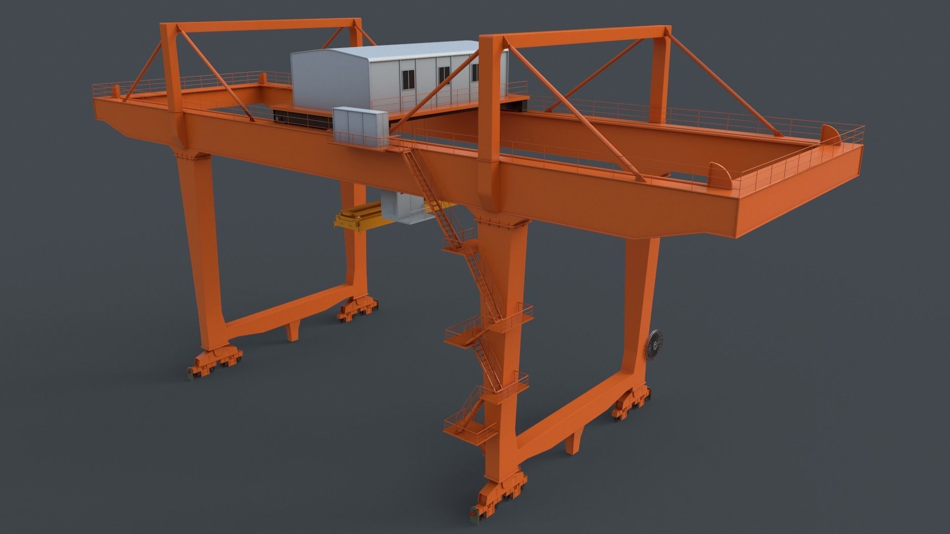PBR Rail Mounted Gantry Crane RMG V2 - Orange Low-poly 3D model_12
