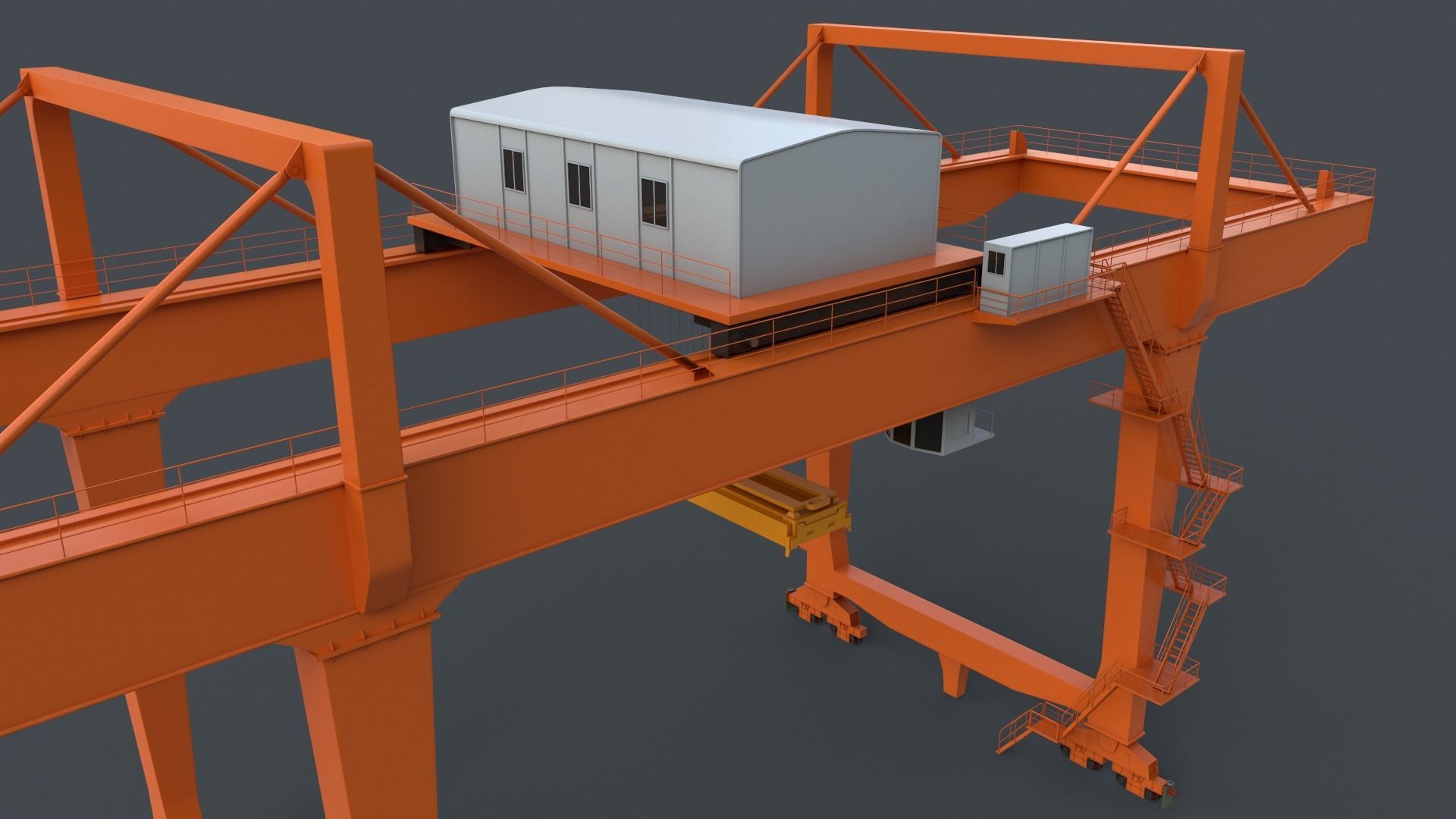 PBR Rail Mounted Gantry Crane RMG V2 - Orange Low-poly 3D model_8
