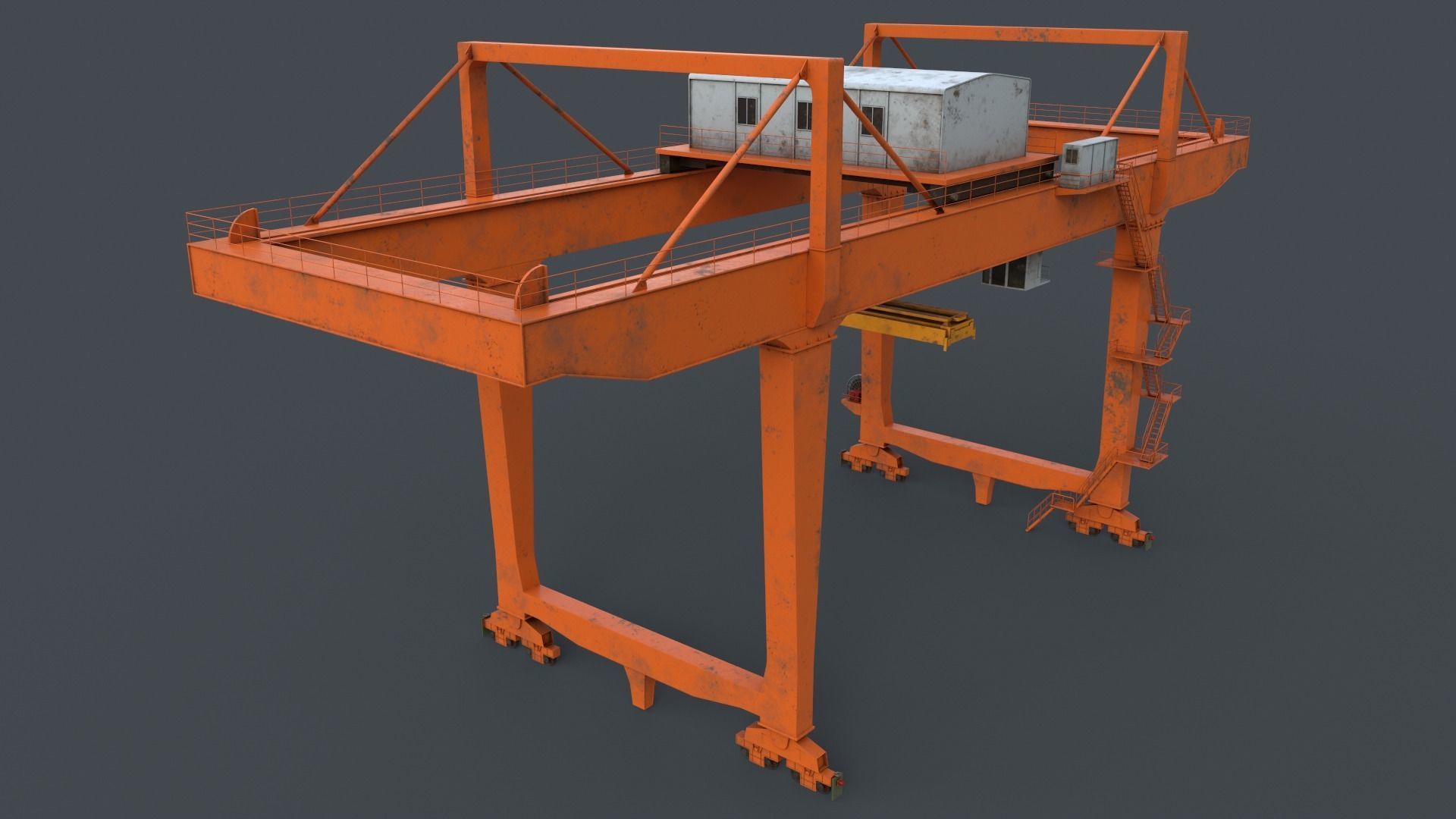 PBR Rail Mounted Gantry Crane RMG V2 - Orange Low-poly 3D model_5