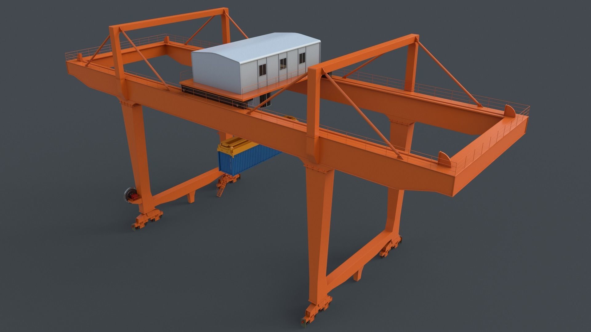 PBR Rail Mounted Gantry Crane RMG V2 - Orange Low-poly 3D model_19