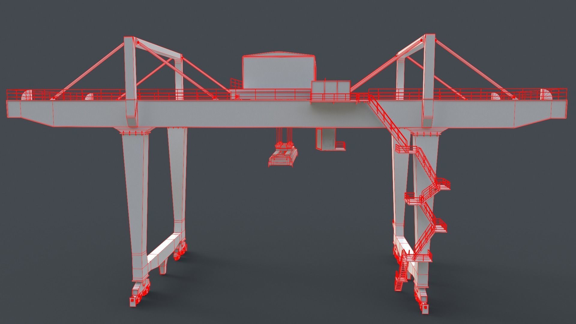 PBR Rail Mounted Gantry Crane RMG V2 - Orange Low-poly 3D model_24