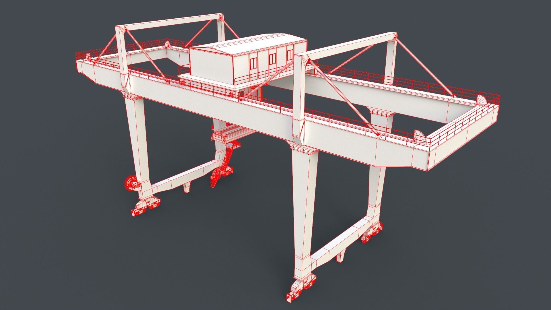 PBR Rail Mounted Gantry Crane RMG V2 - Orange Low-poly 3D model_31