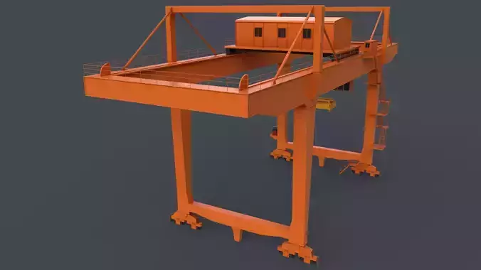 PBR Rail Mounted Gantry Crane RMG V2 - Orange Low-poly 3D model