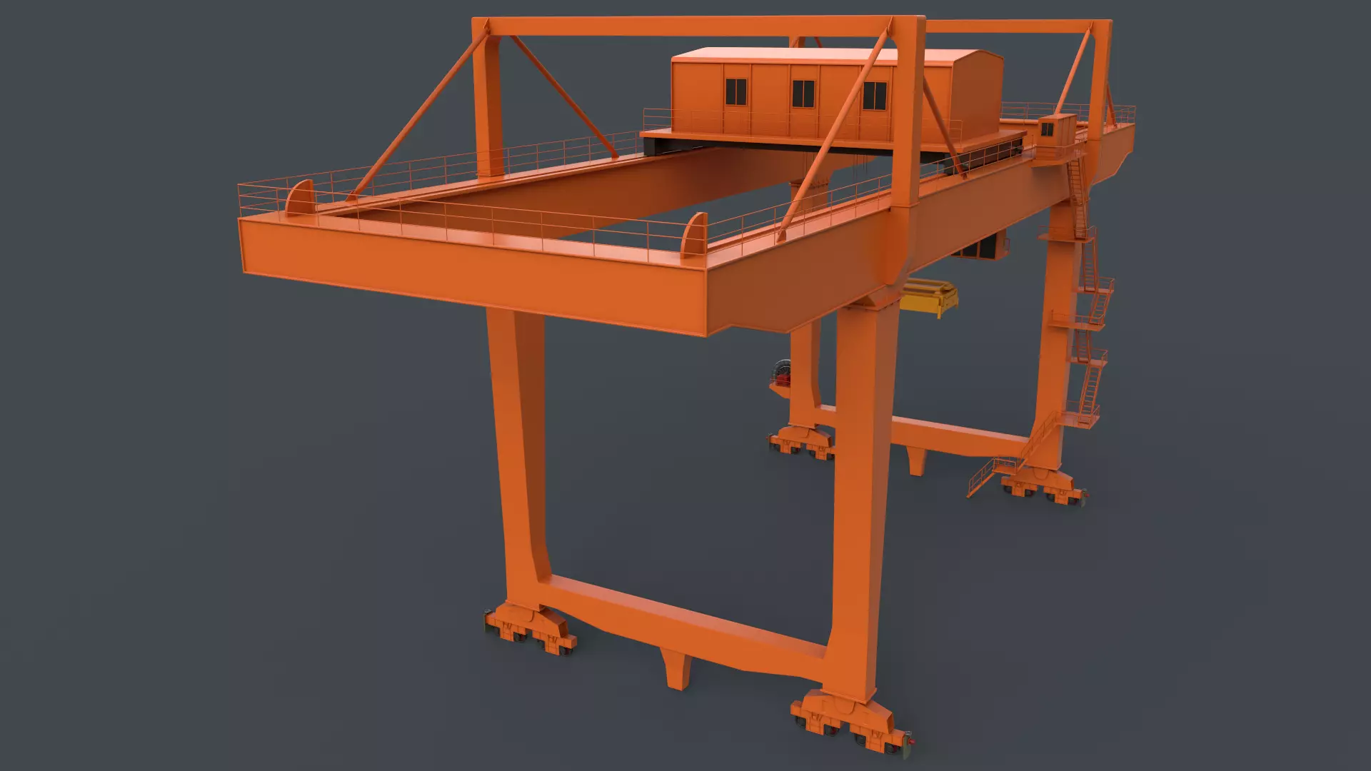 PBR Rail Mounted Gantry Crane RMG V2 - Orange Low-poly 3D model_0