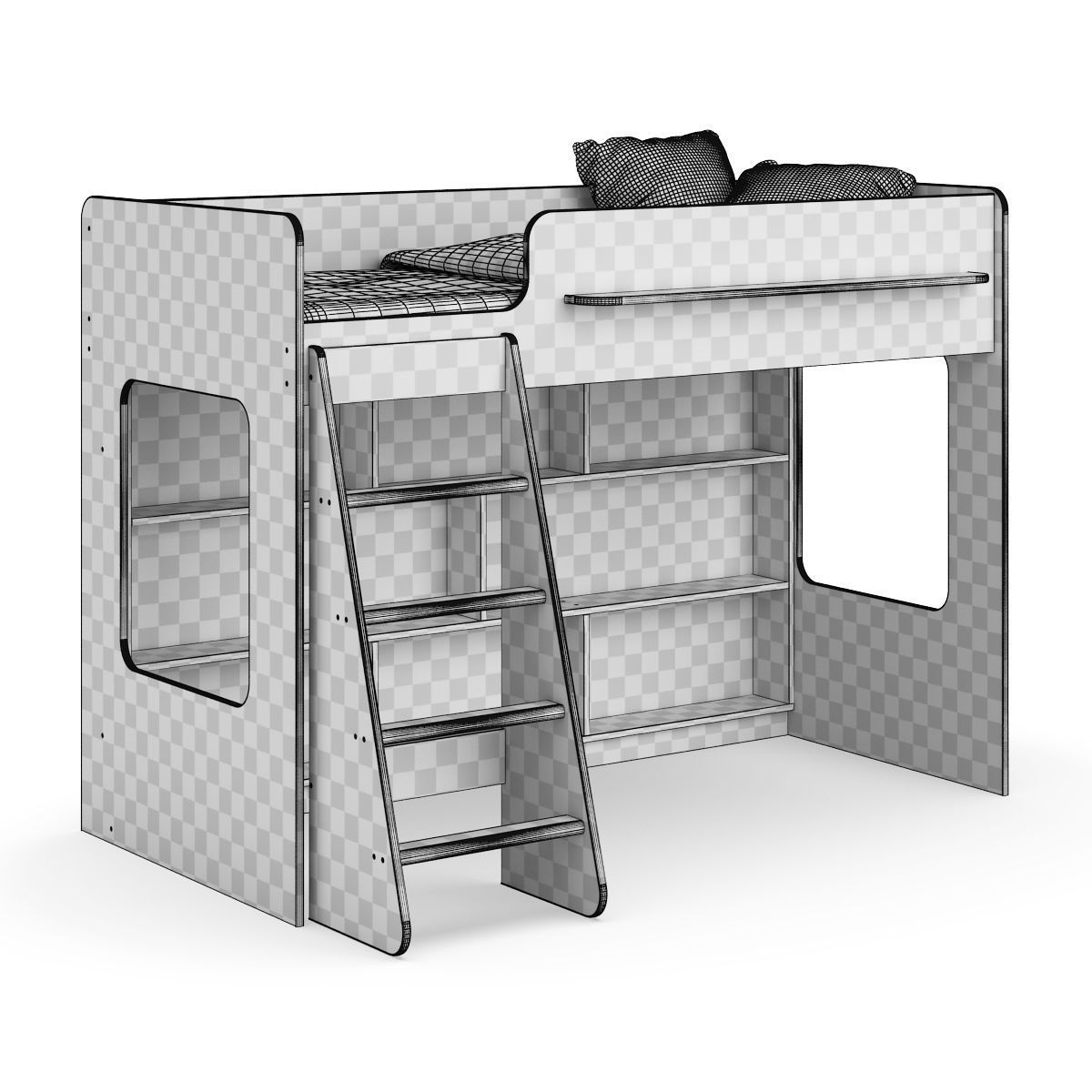 Legenda K26 with LP25 white childrens modular bed 3D model_6