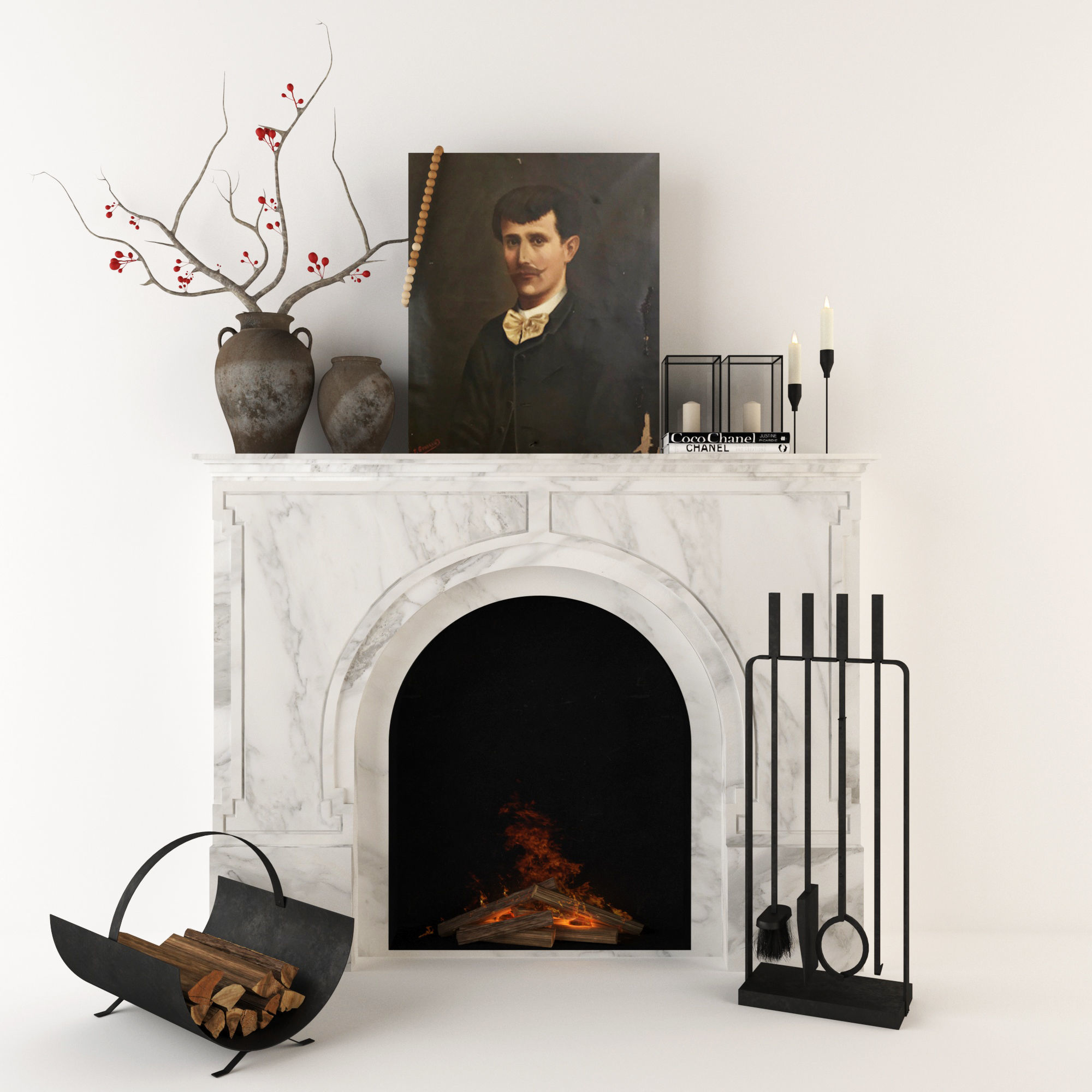 Decorative fireplace Free 3D model_1