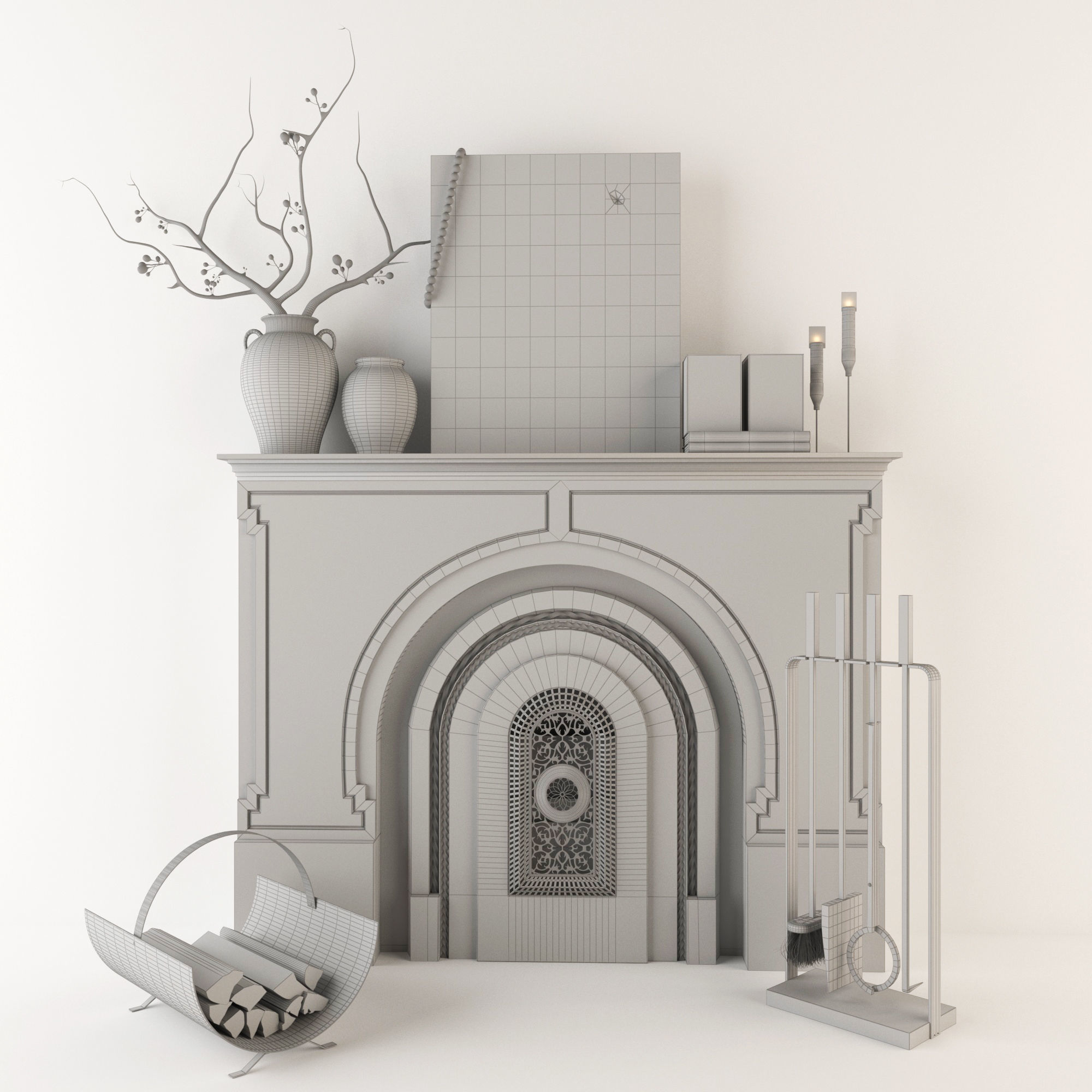 Decorative fireplace Free 3D model_4
