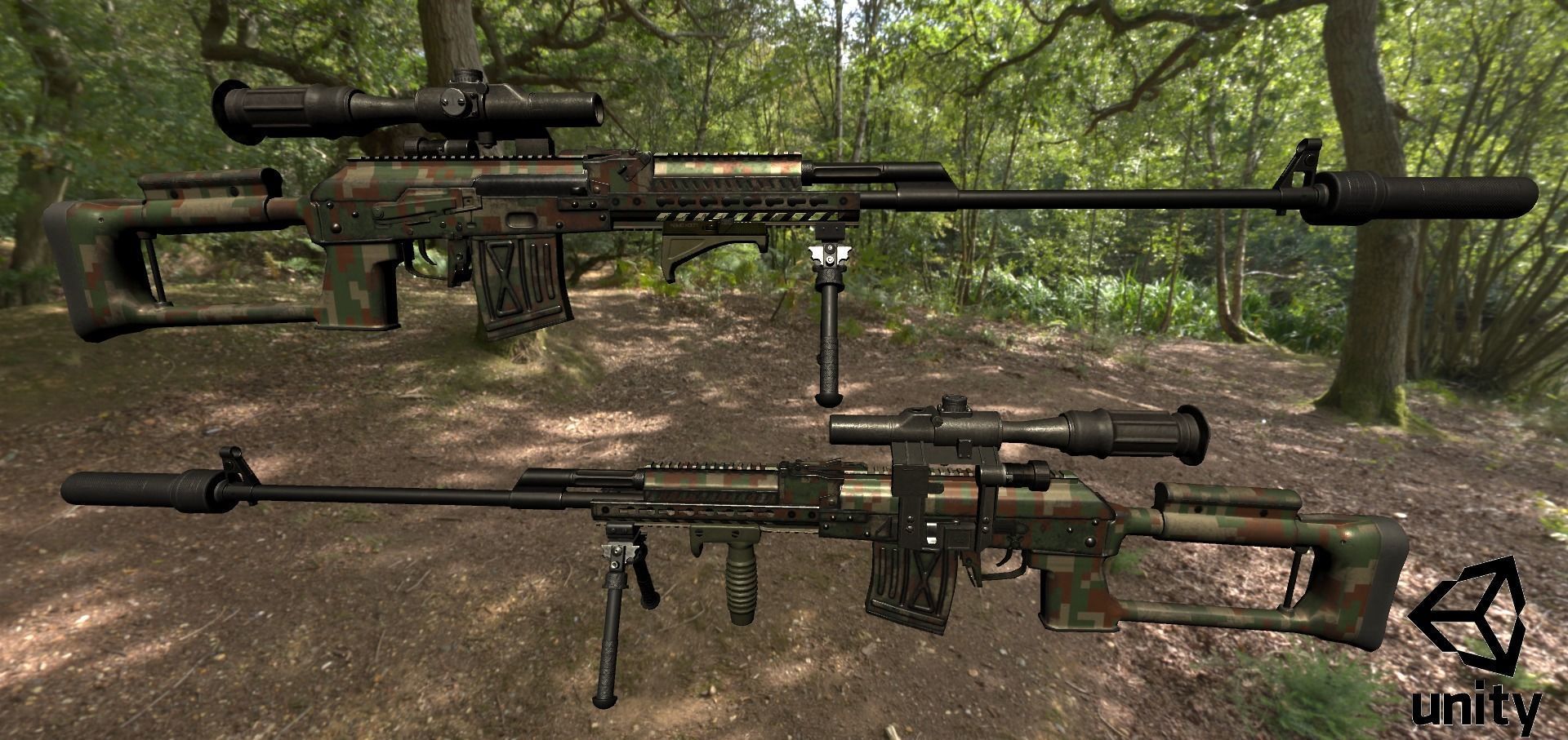 ASR-18 Camouflaged SVD Based Sniper Rifle Low-poly 3D model_36