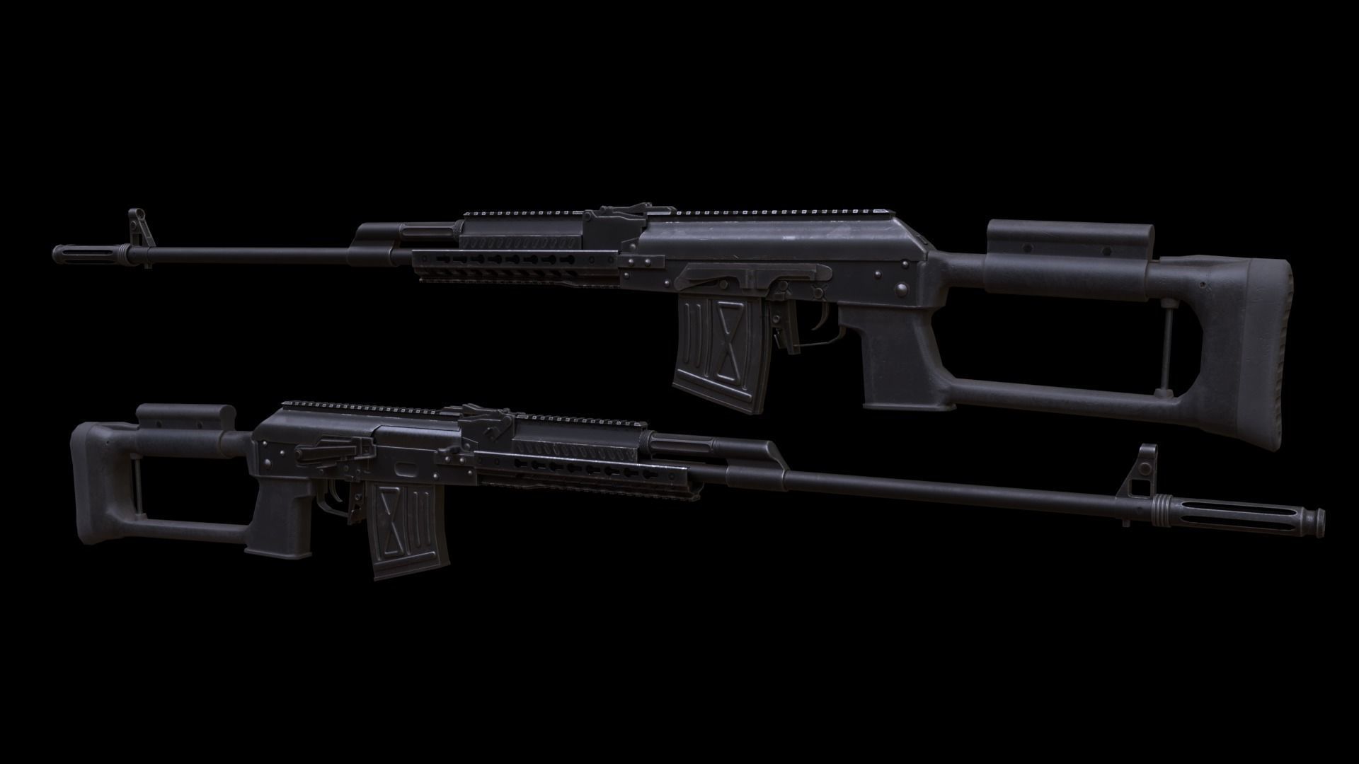 ASR-18 Camouflaged SVD Based Sniper Rifle Low-poly 3D model_8