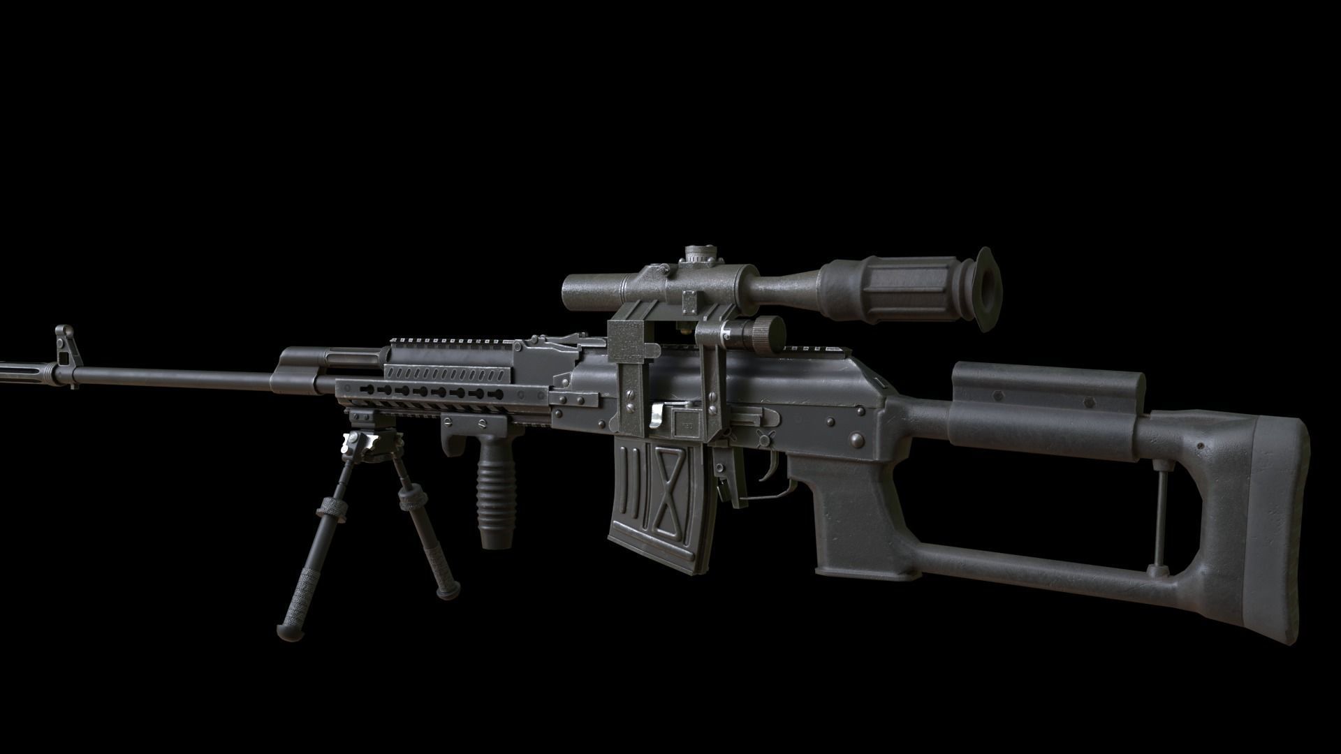 ASR-18 Camouflaged SVD Based Sniper Rifle Low-poly 3D model_5