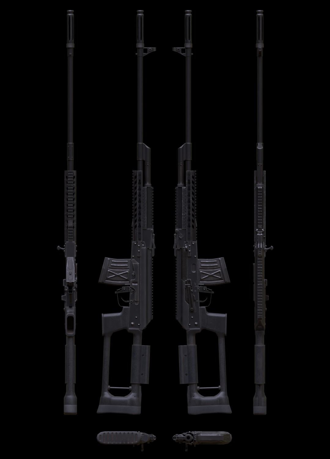 ASR-18 Camouflaged SVD Based Sniper Rifle Low-poly 3D model_2