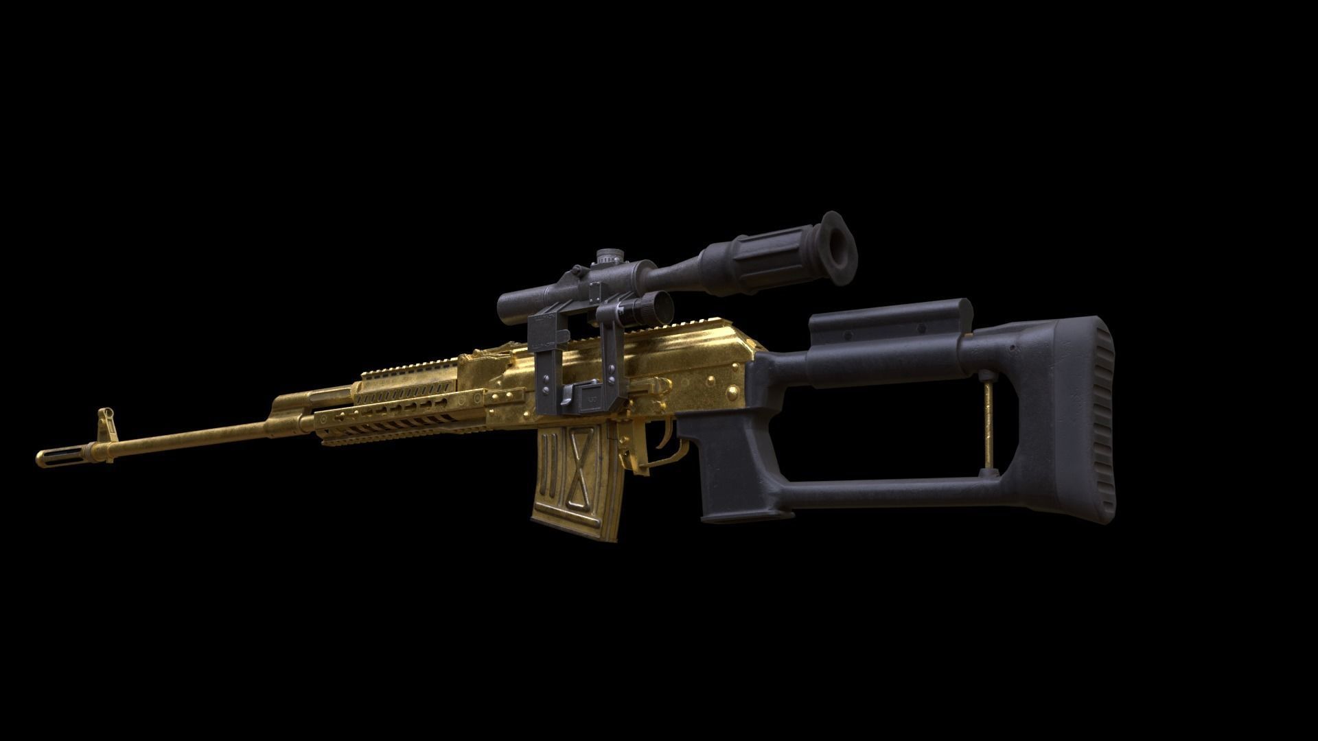 ASR-18 Camouflaged SVD Based Sniper Rifle Low-poly 3D model_11