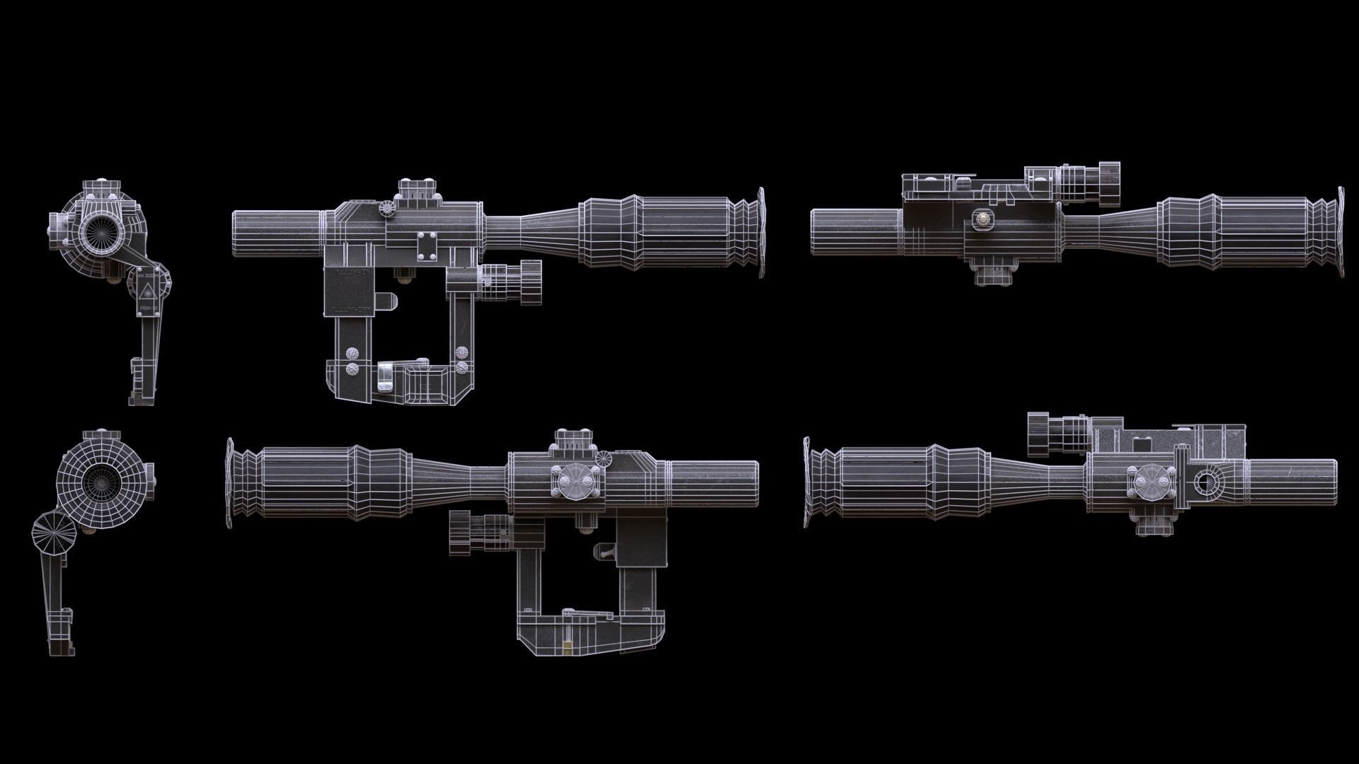 ASR-18 Camouflaged SVD Based Sniper Rifle Low-poly 3D model_44