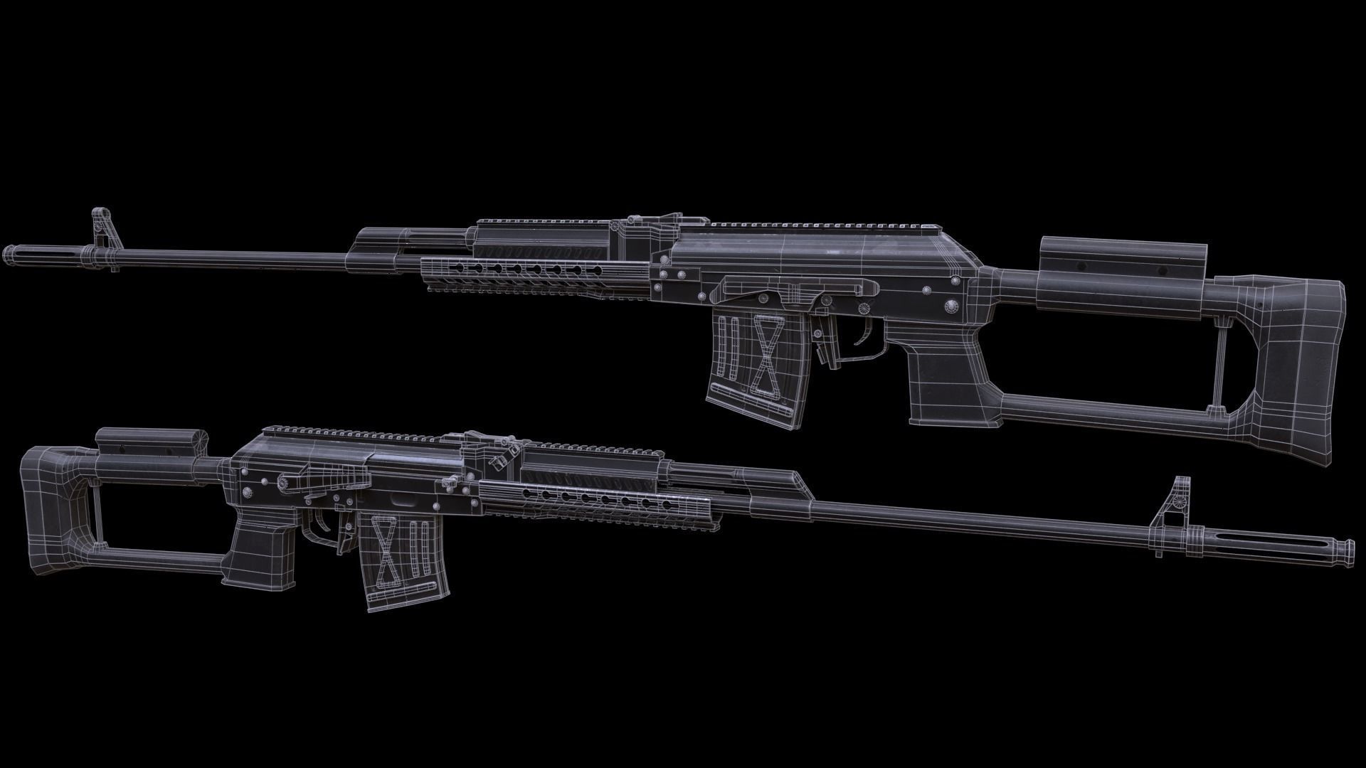 ASR-18 Camouflaged SVD Based Sniper Rifle Low-poly 3D model_43