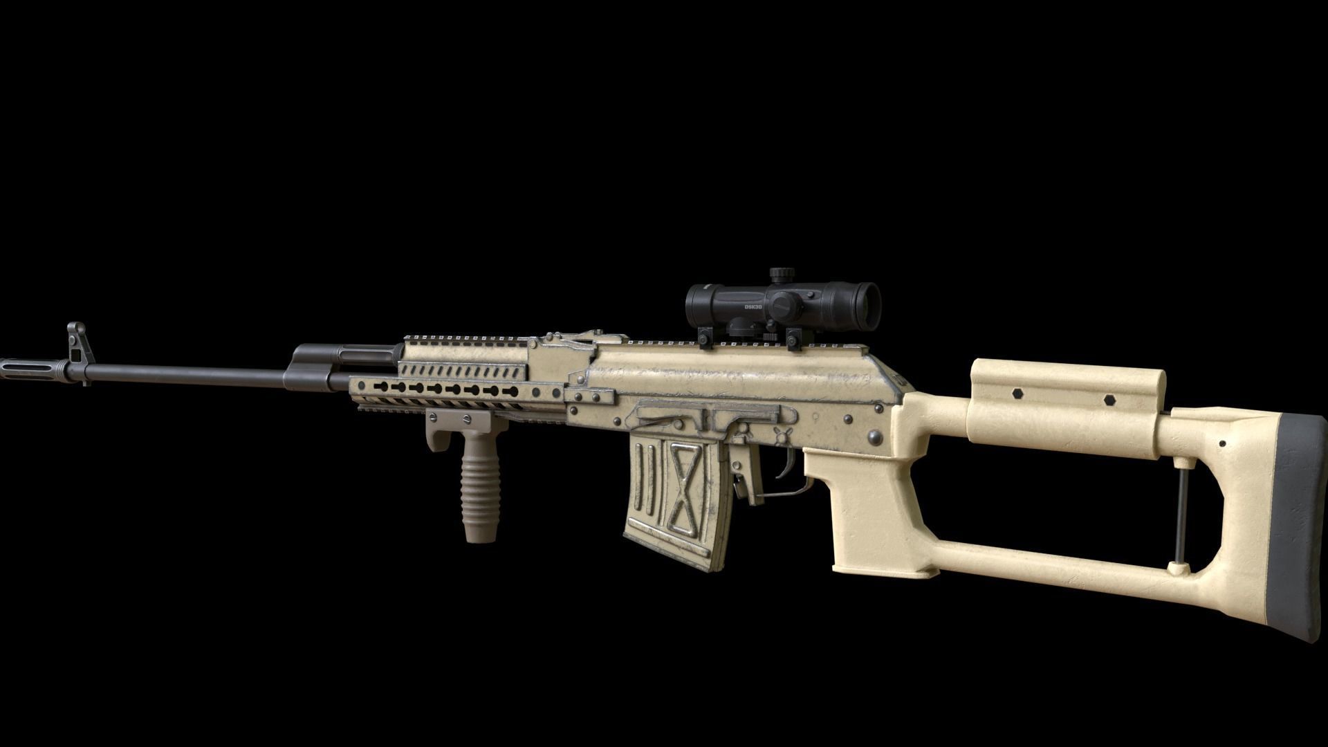 ASR-18 Camouflaged SVD Based Sniper Rifle Low-poly 3D model_14