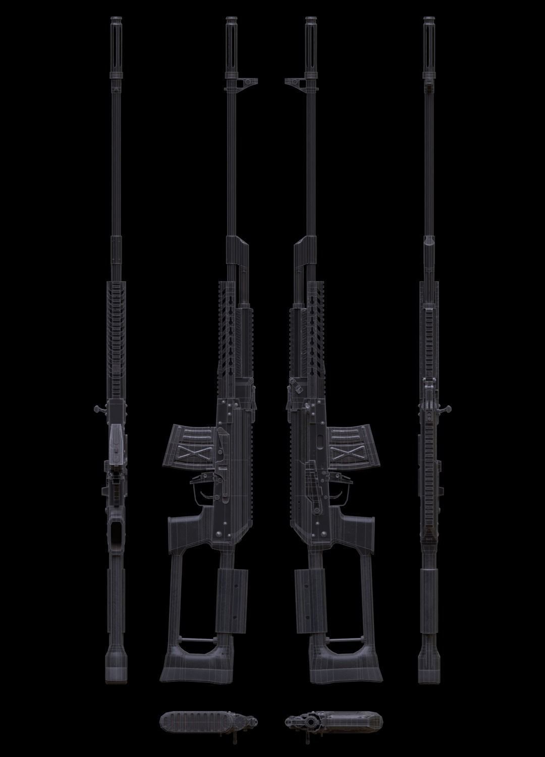 ASR-18 Camouflaged SVD Based Sniper Rifle Low-poly 3D model_42