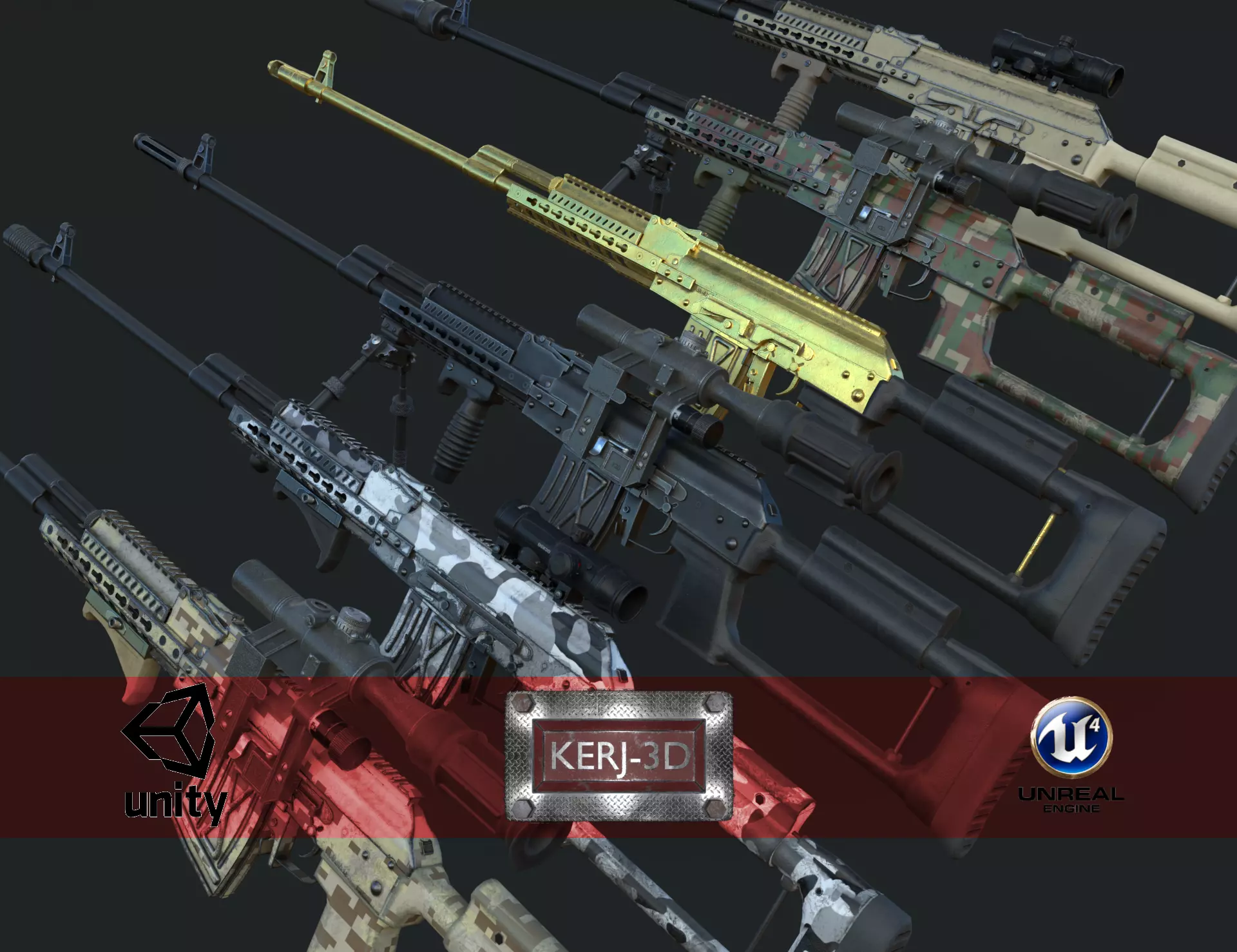 ASR-18 Camouflaged SVD Based Sniper Rifle Low-poly 3D model_0