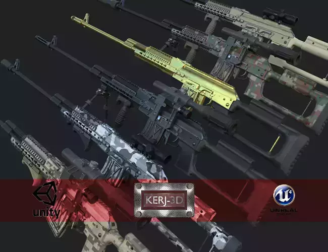 ASR-18 Camouflaged SVD Based Sniper Rifle Low-poly 3D model