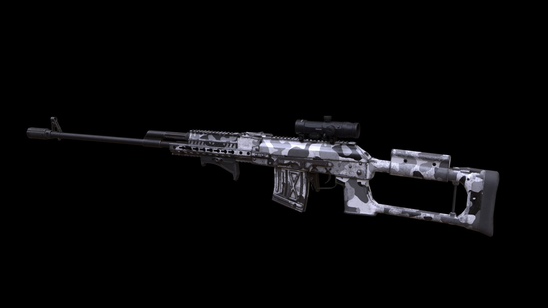 ASR-18 Camouflaged SVD Based Sniper Rifle Low-poly 3D model_15