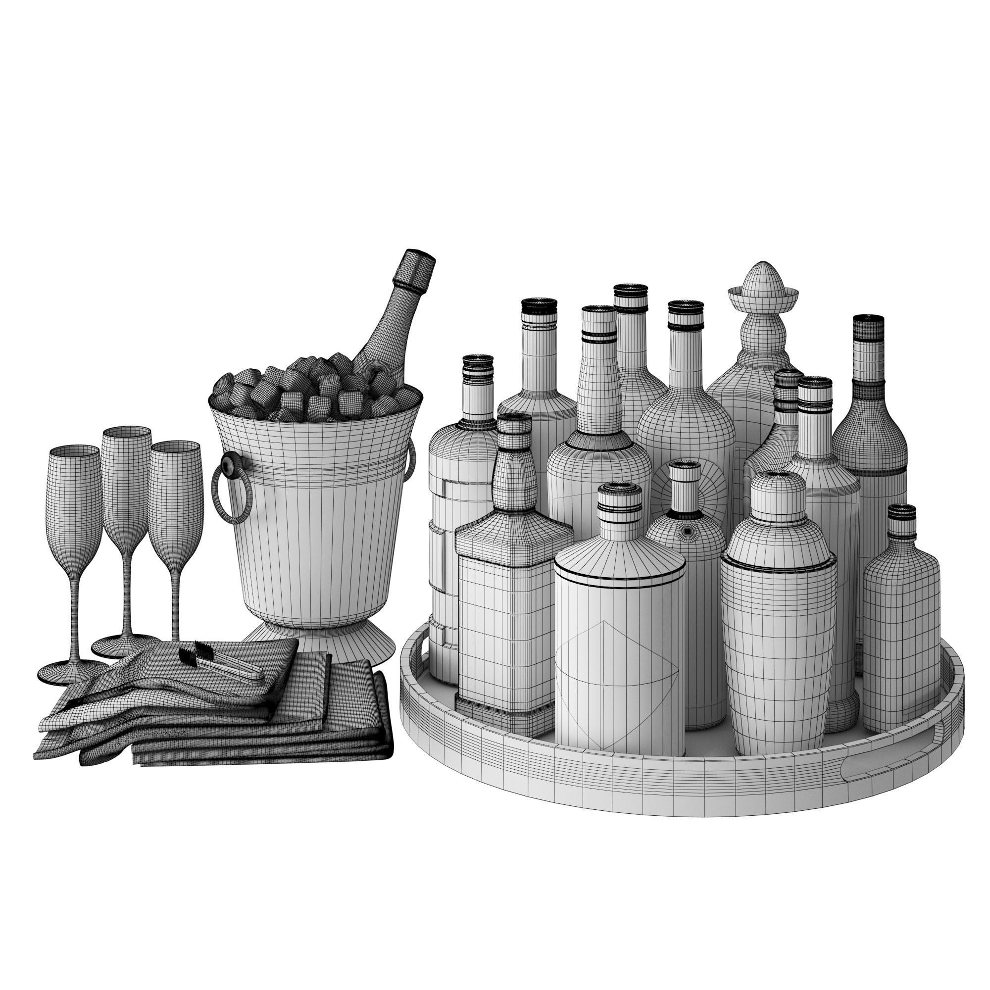 Home Bar Beverage Set 1 3D model_3