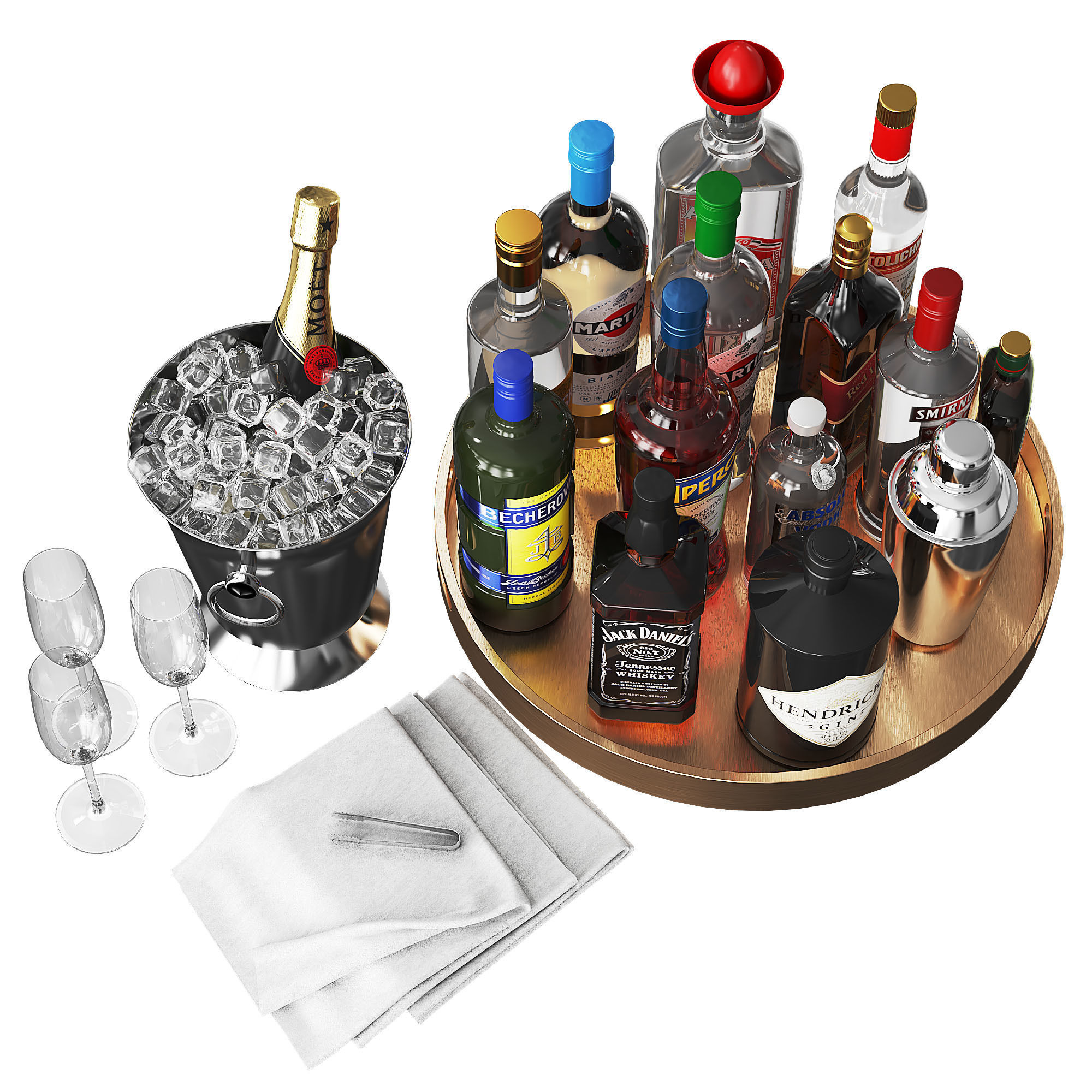 Home Bar Beverage Set 1 3D model_1