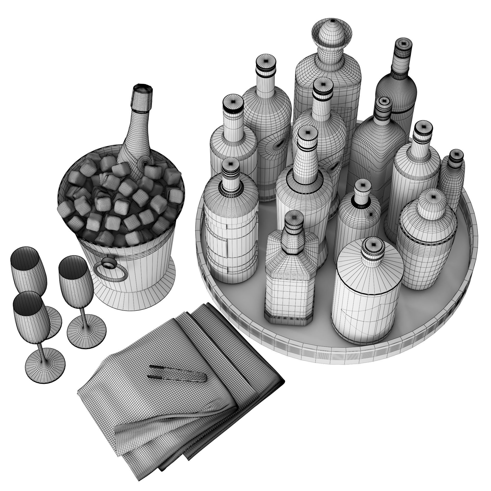 Home Bar Beverage Set 1 3D model_4