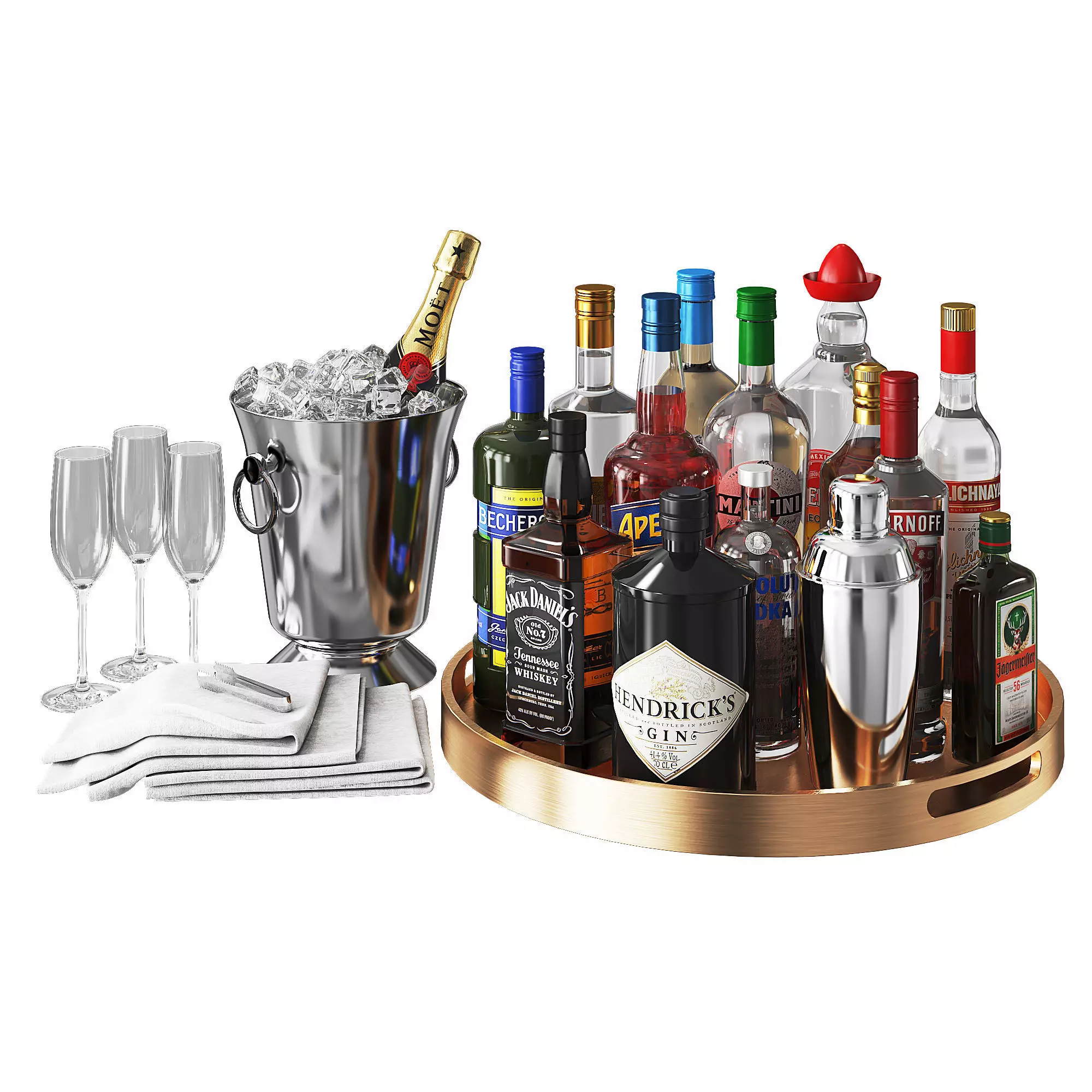 Home Bar Beverage Set 1 3D model_0