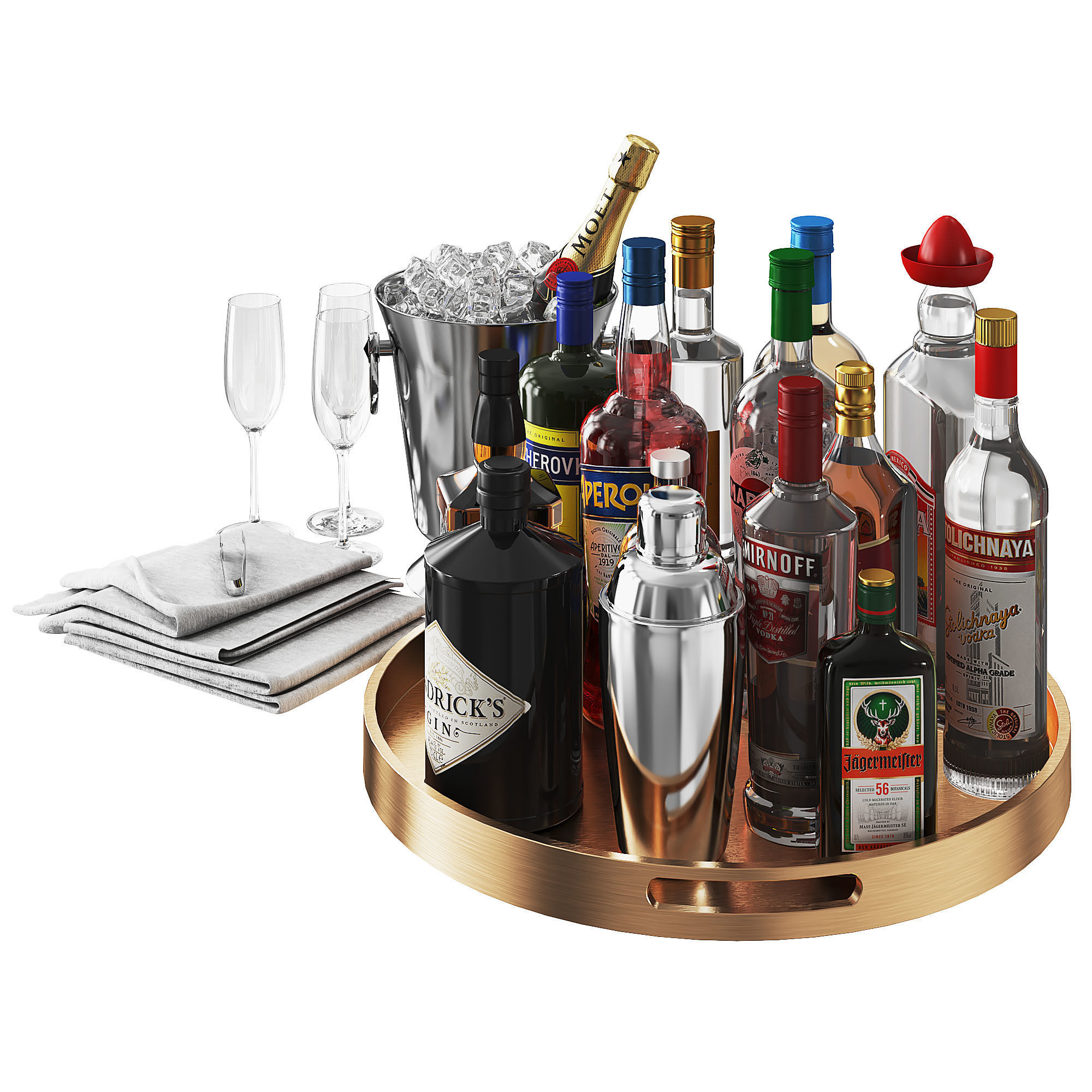 Home Bar Beverage Set 1 3D model_2