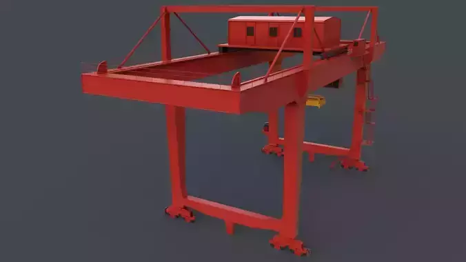 PBR Rail Mounted Gantry Crane RMG V2 - Red Low-poly 3D model