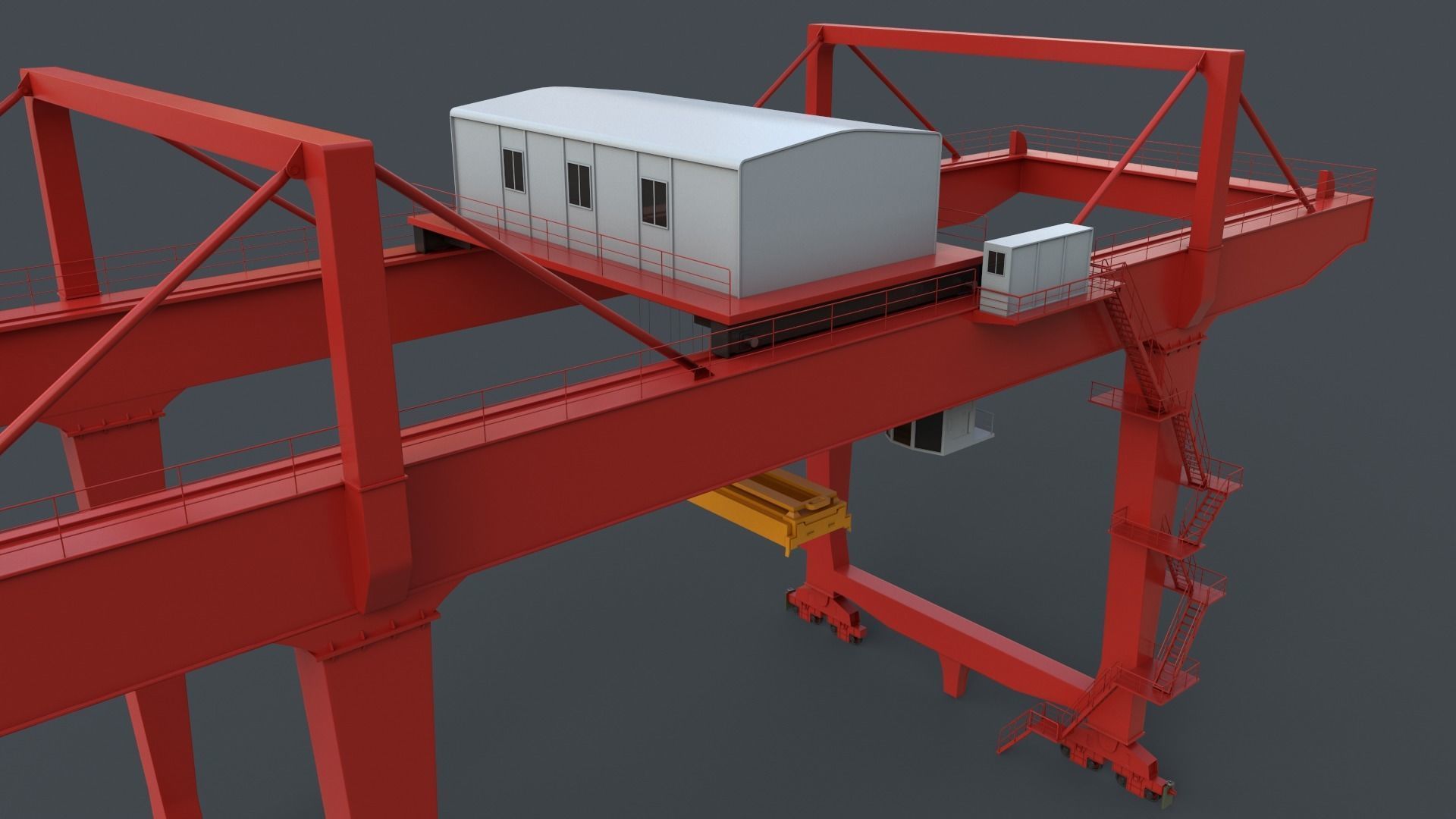 PBR Rail Mounted Gantry Crane RMG V2 - Red Low-poly 3D model_8