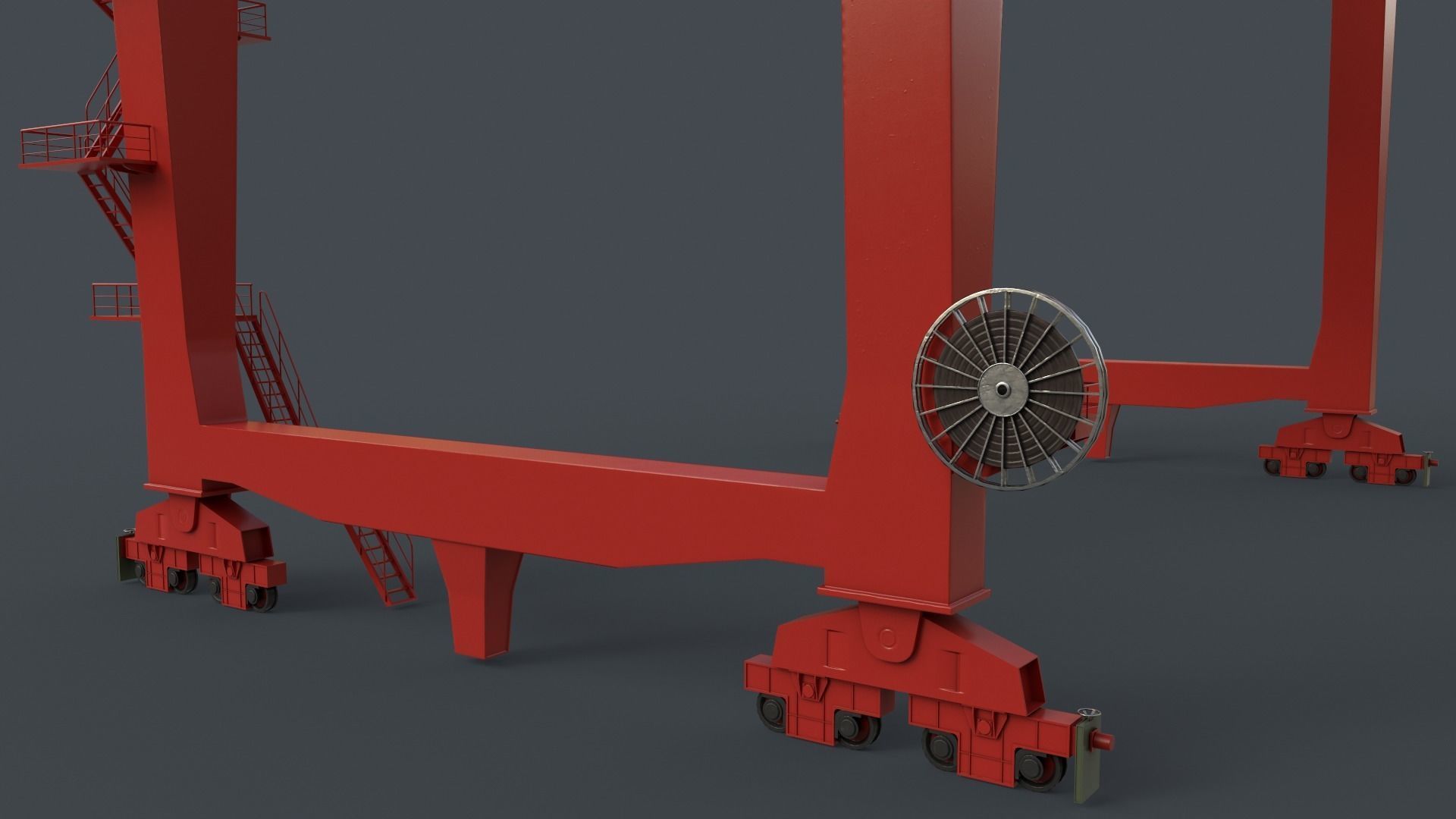 PBR Rail Mounted Gantry Crane RMG V2 - Red Low-poly 3D model_20