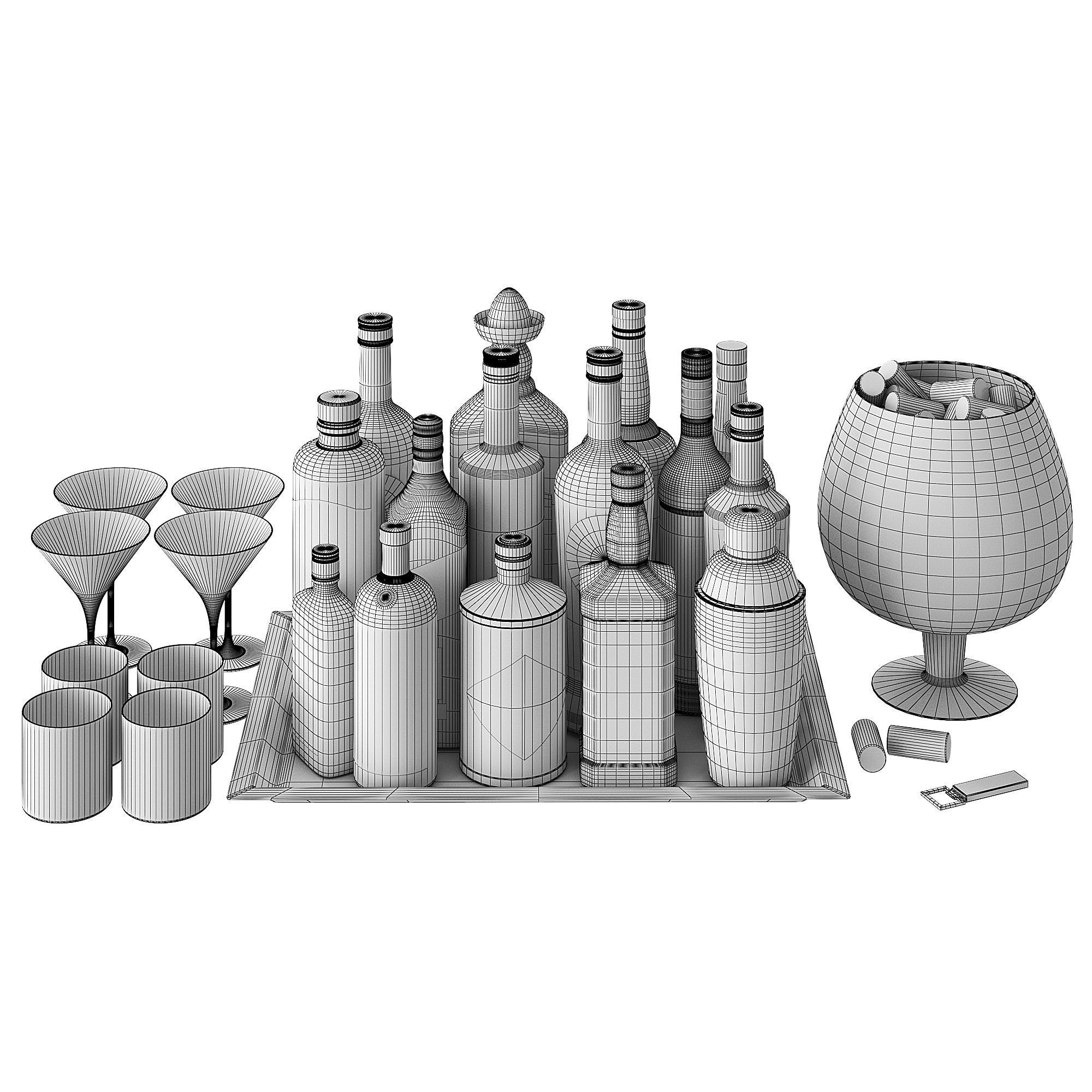 Home Bar Beverage Set 2 3D model_3
